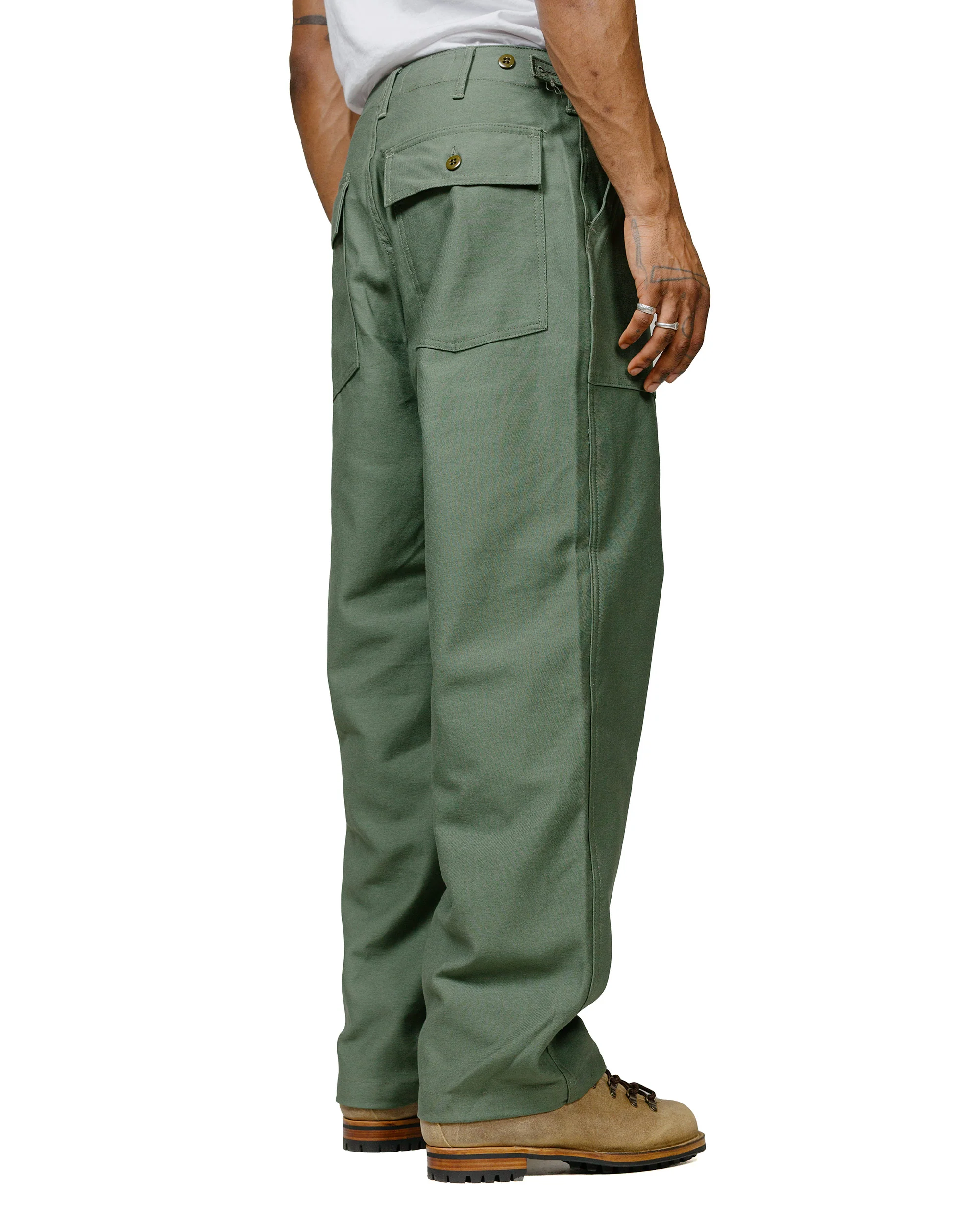 Engineered Garments Workaday Fatigue Pant Olive Cotton Reverse Sateen - Image 3