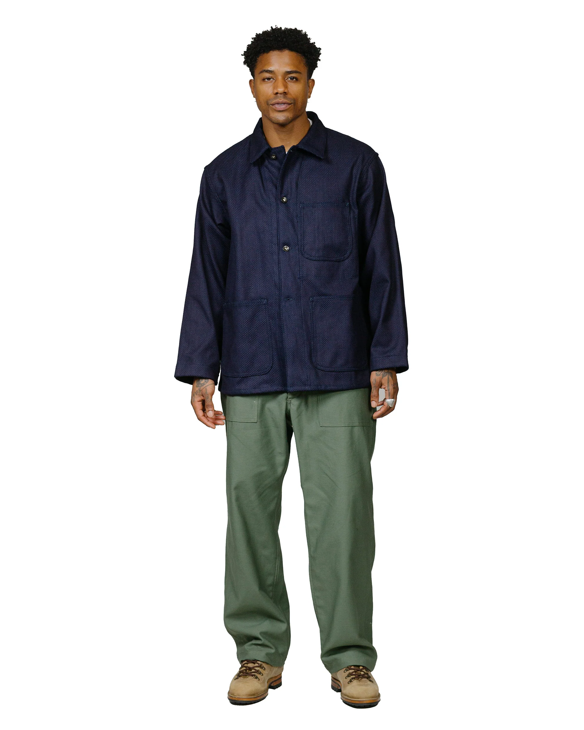 Engineered Garments Workaday Fatigue Pant Olive Cotton Reverse Sateen - Image 4