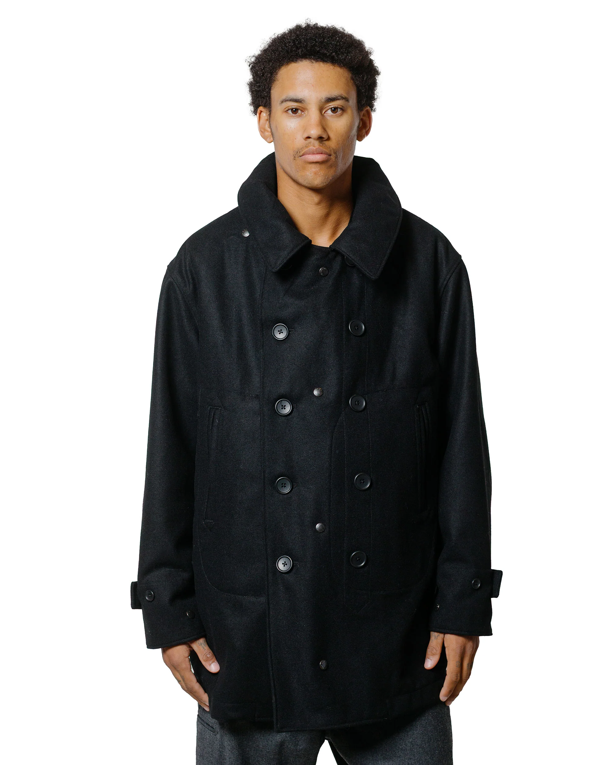 Engineered Garments Fireman Jacket Black 24oz Wool Melton - Image 2
