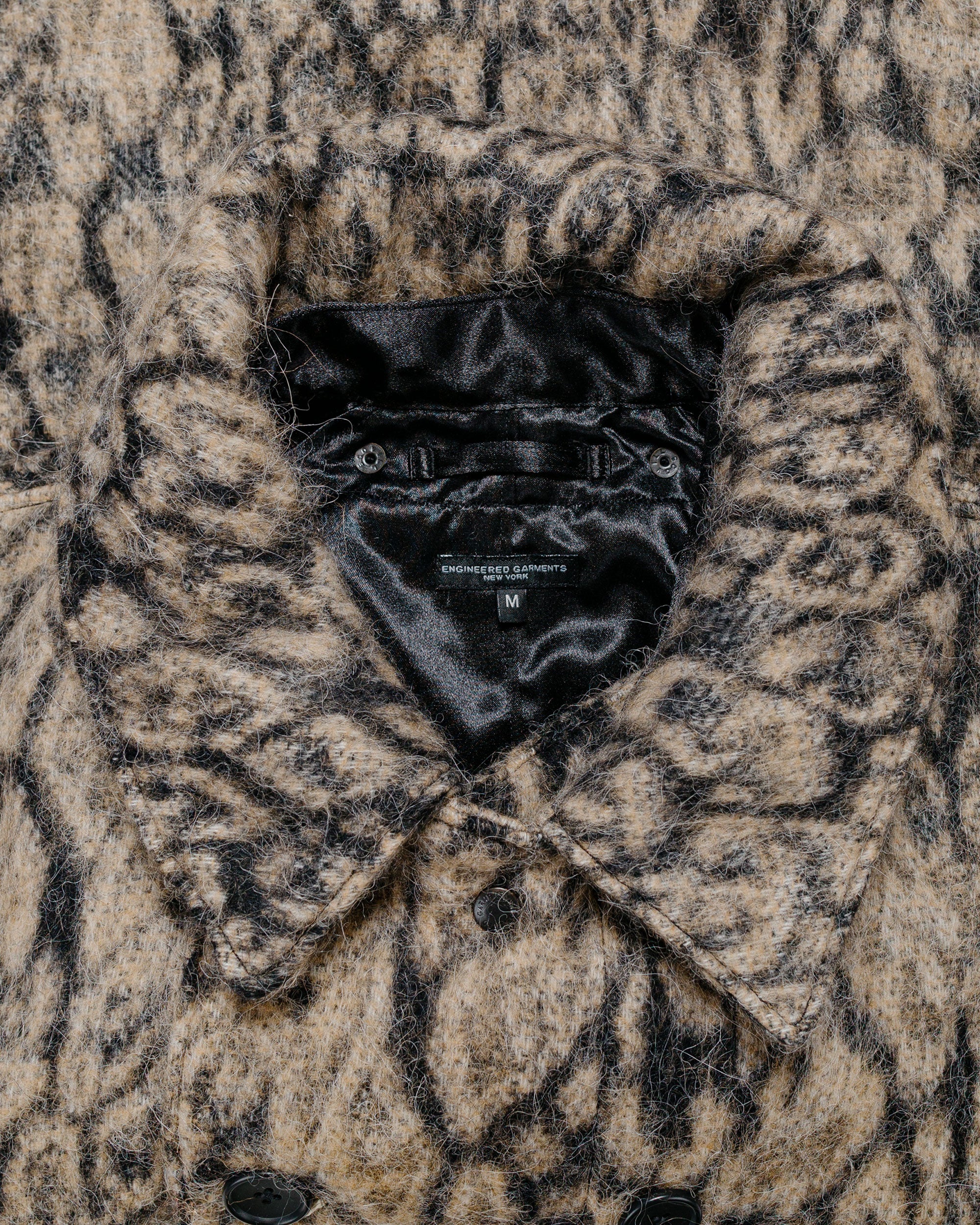 Engineered Garments Fireman Jacket Brown Wool Poly Leopard Jacquard - Image 5