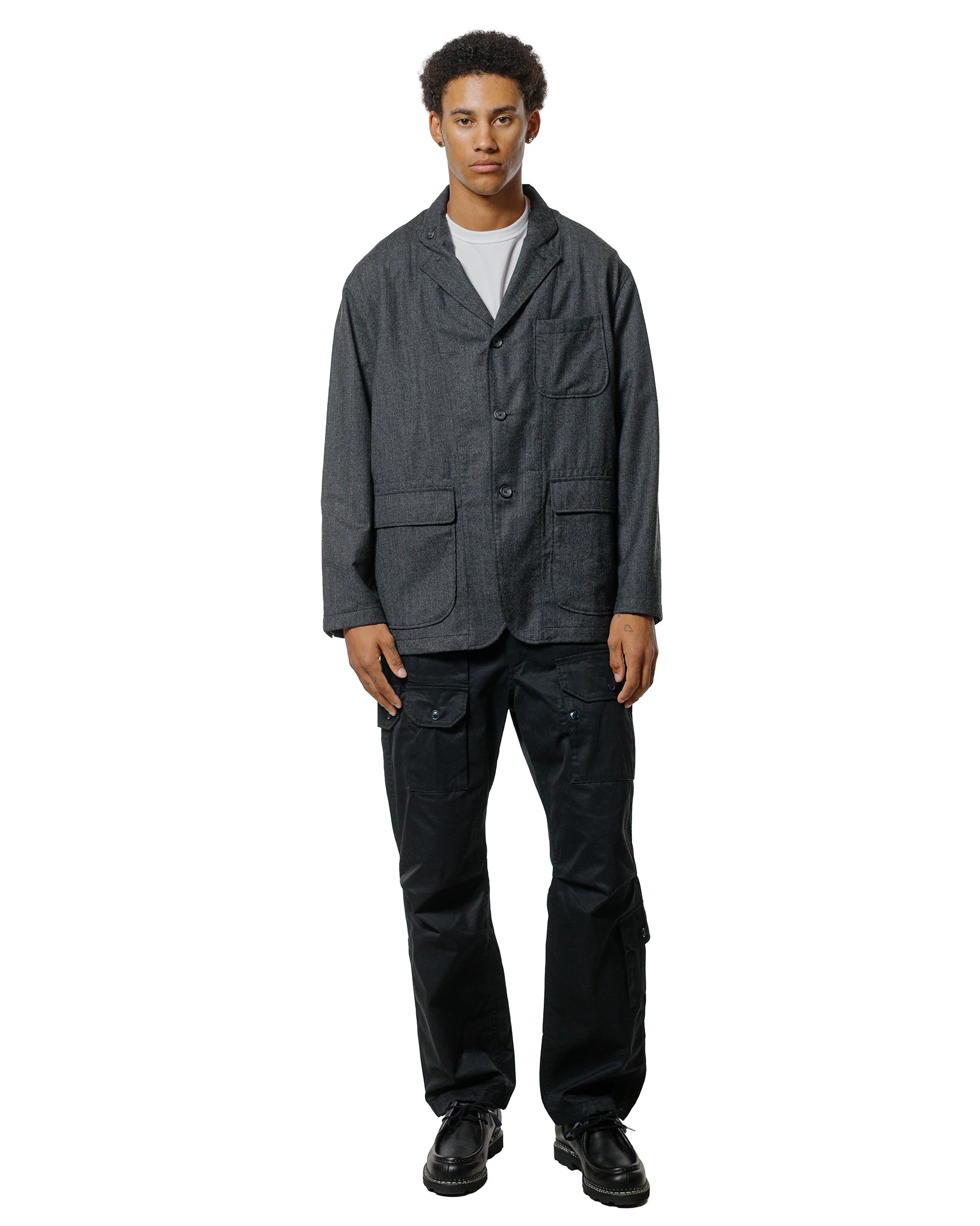 Engineered Garments Loiter Jacket Charcoal High Count Worsted Wool - Image 4