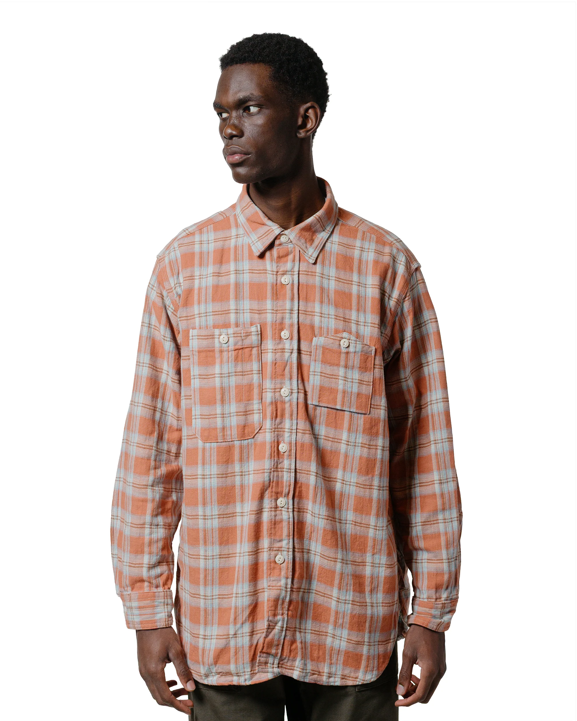 Engineered Garments Work Shirt Pink Cotton Plaid Jacquard - Image 2