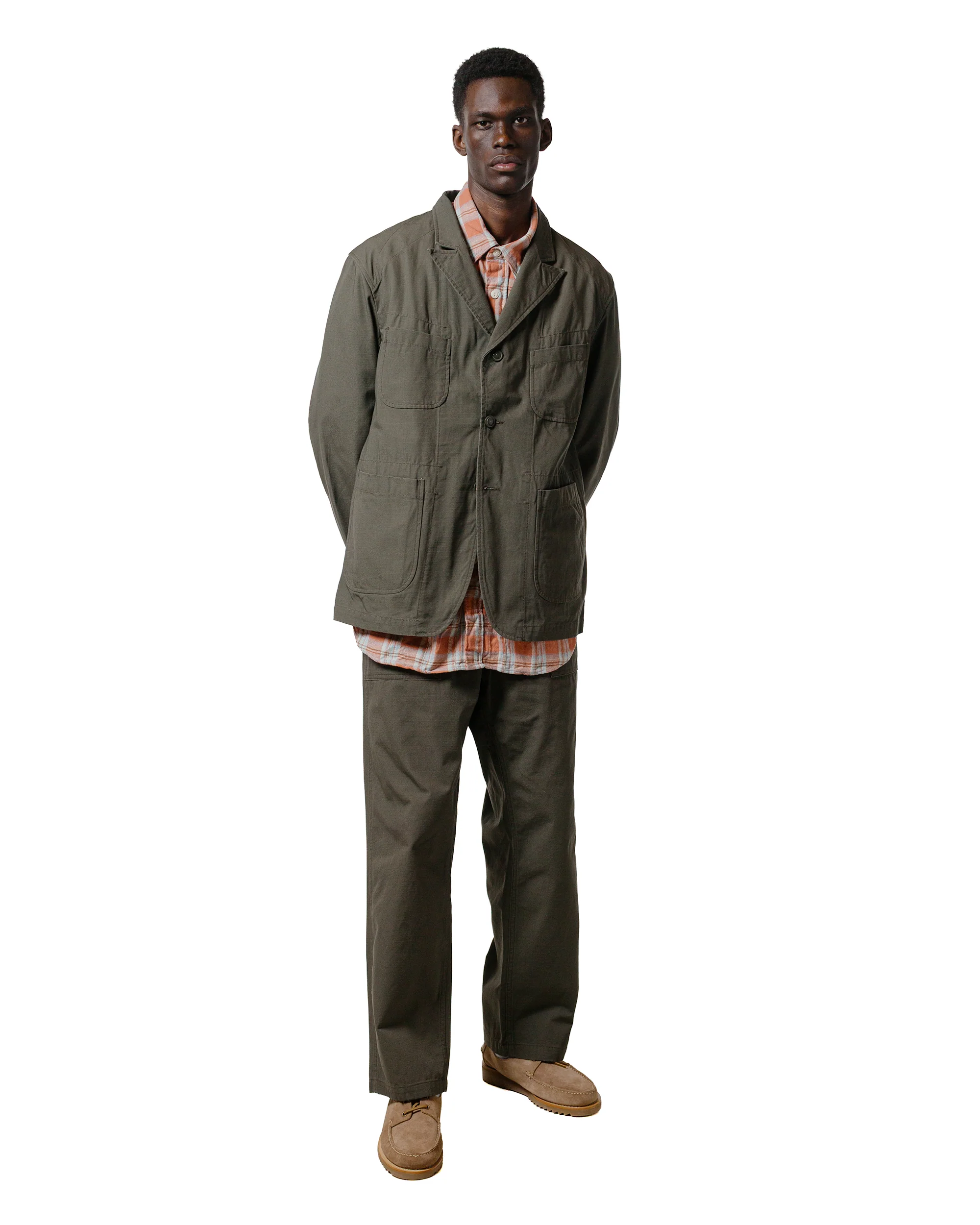 Engineered Garments Work Shirt Pink Cotton Plaid Jacquard - Image 4
