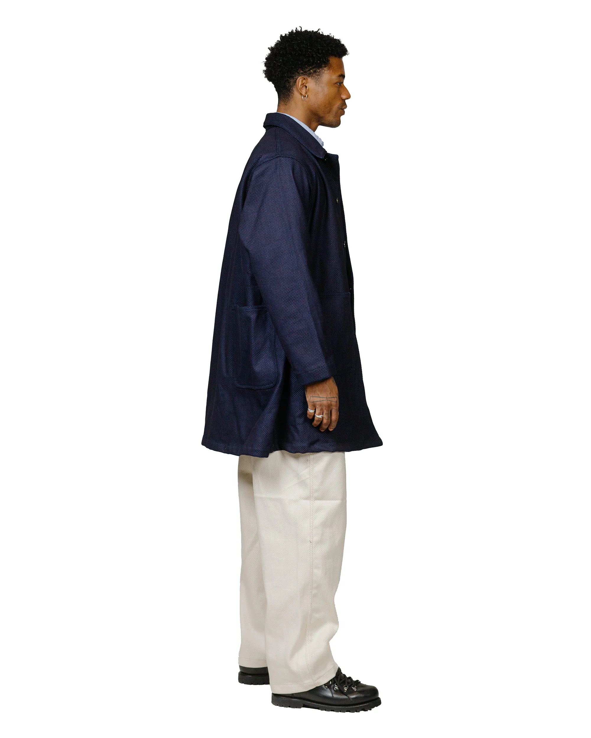Engineered Garments Workaday Shop Coat Dark Navy Cotton Heavy Basketweave - Image 3