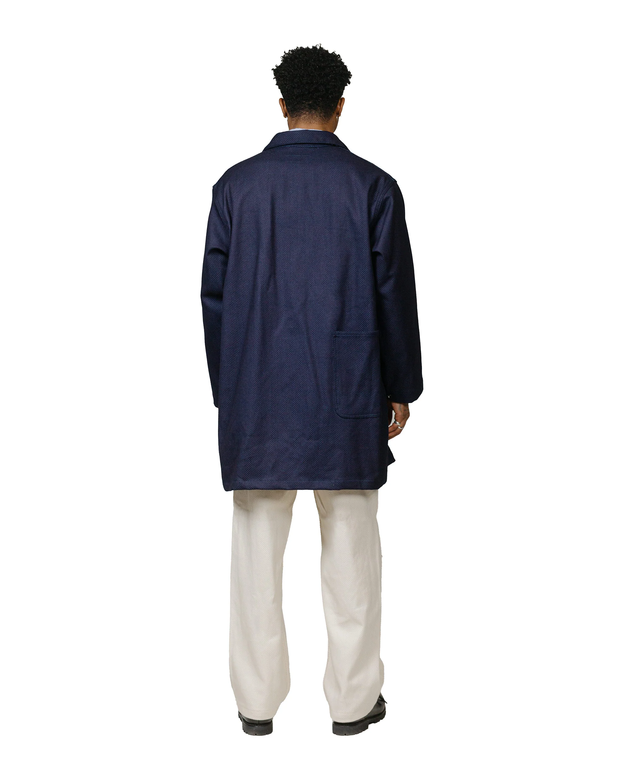 Engineered Garments Workaday Shop Coat Dark Navy Cotton Heavy Basketweave - Image 4