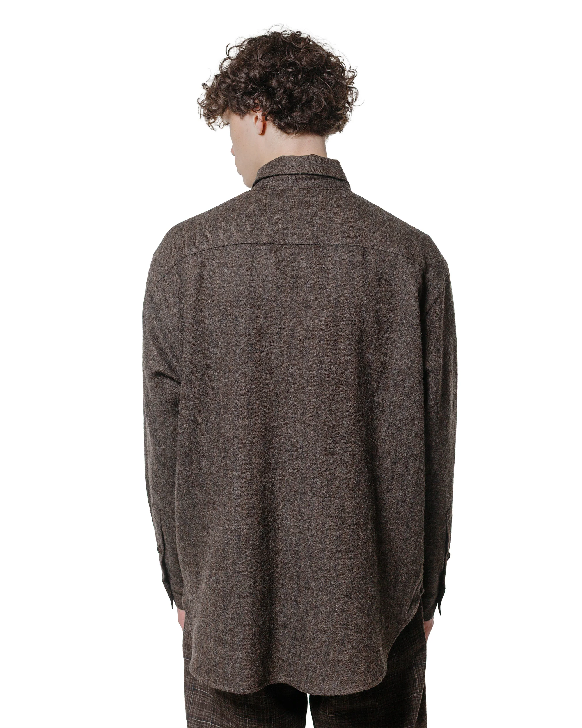 evan kinori Big Shirt Two Undyed Wool Herringbone Dark Brown - Image 3