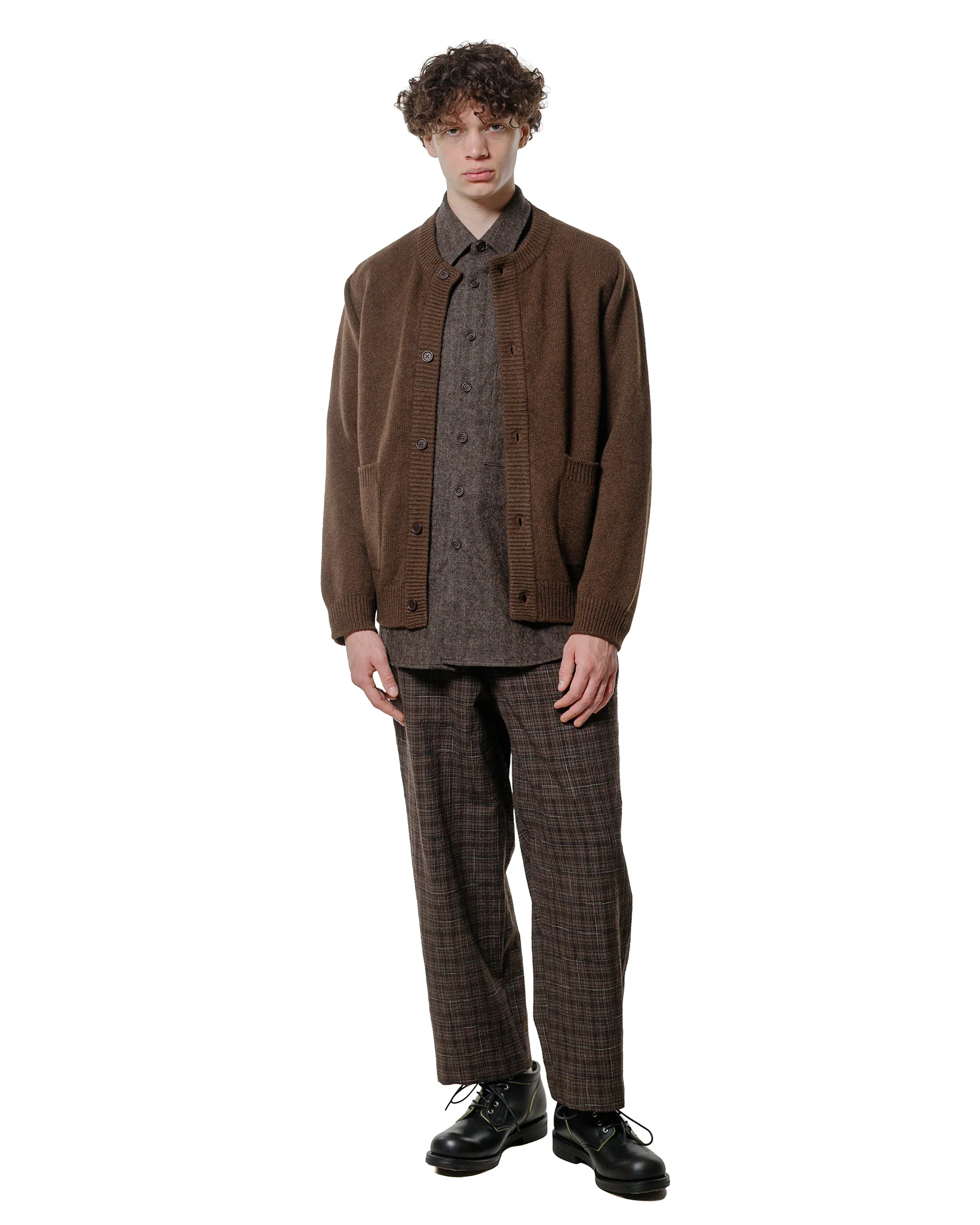 evan kinori Big Shirt Two Undyed Wool Herringbone Dark Brown - Image 4