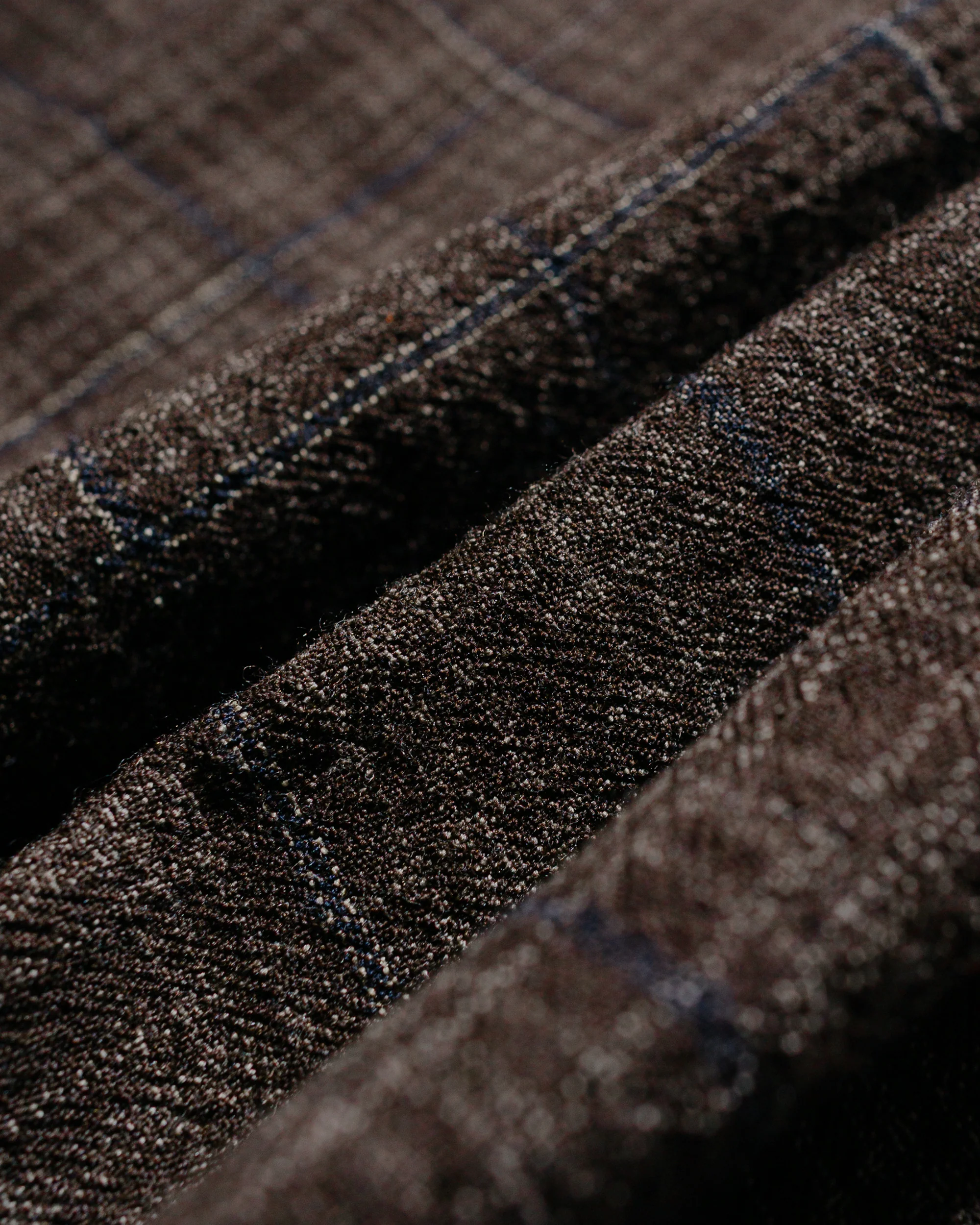 evan kinori Elastic Pant Kasuri Wool Check Brown/Beige/Navy - Image 6