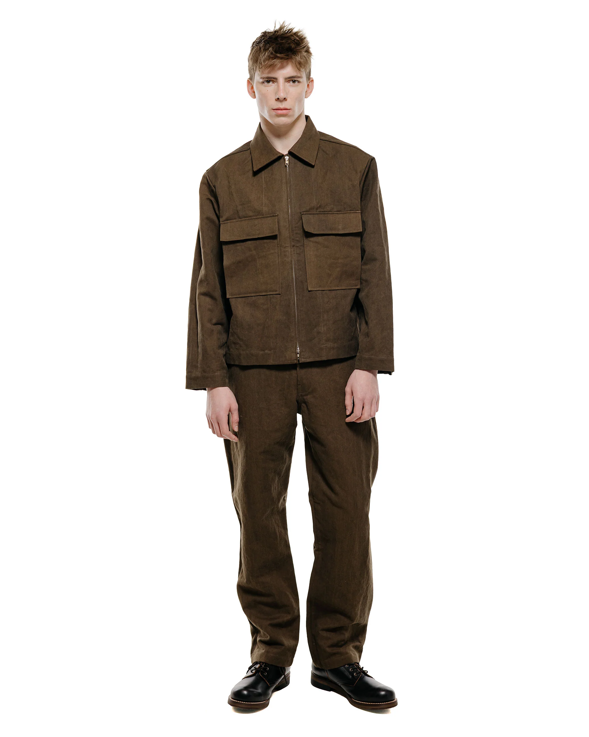 evan kinori Four Pocket Pant Cotton/Washi Canvas Dark Olive Sumi Ink Dye - Image 4