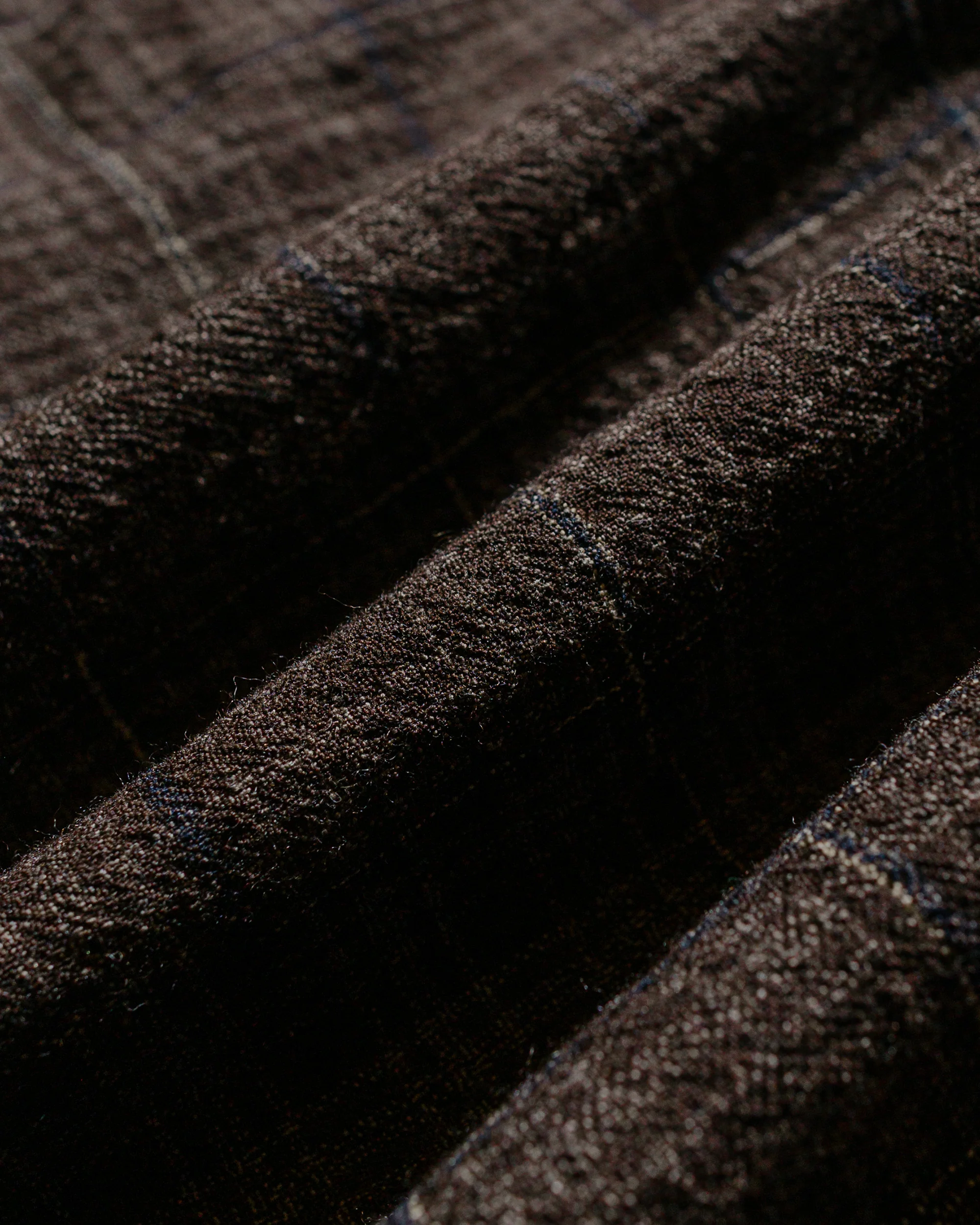 evan kinori Zip Jacket Two Kasuri Wool Check Brown/Beige/Navy - Image 6