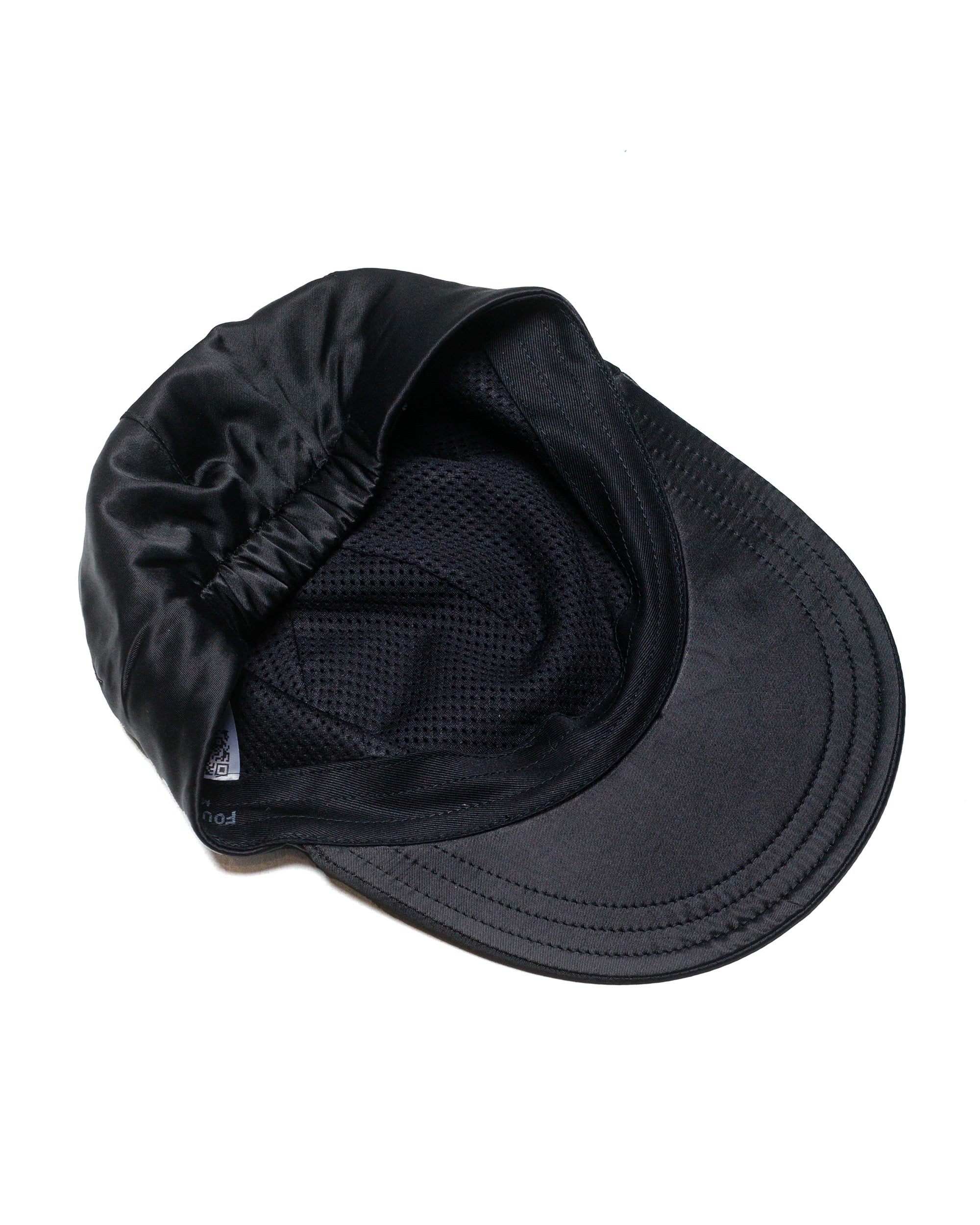 Found Feather 2 Panel Trucker Cap Rayon Cotton Dyed Satin Black - Image 3