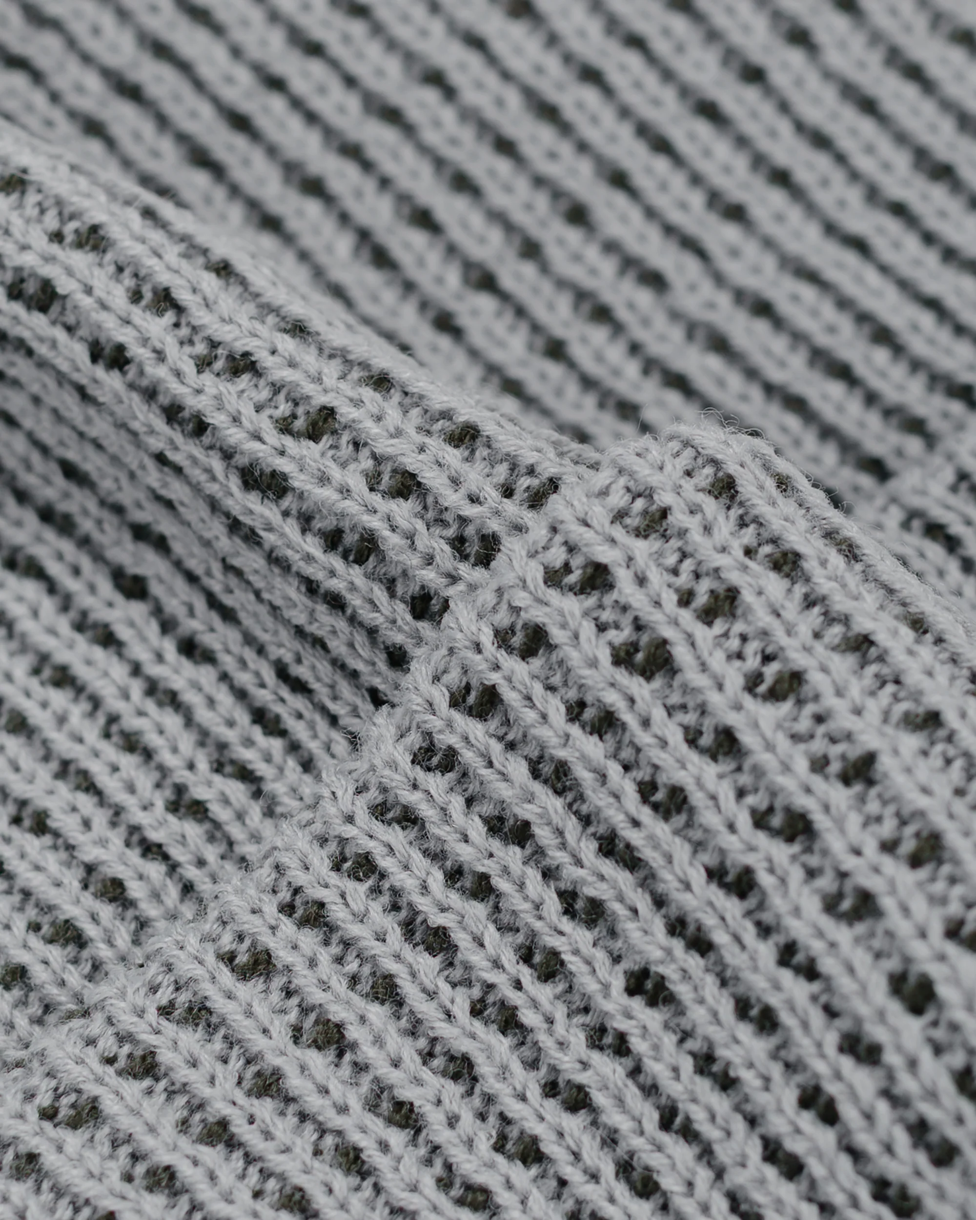 Found Feather Waffle Beanie Acrylic Knit Grey Olive - Image 2