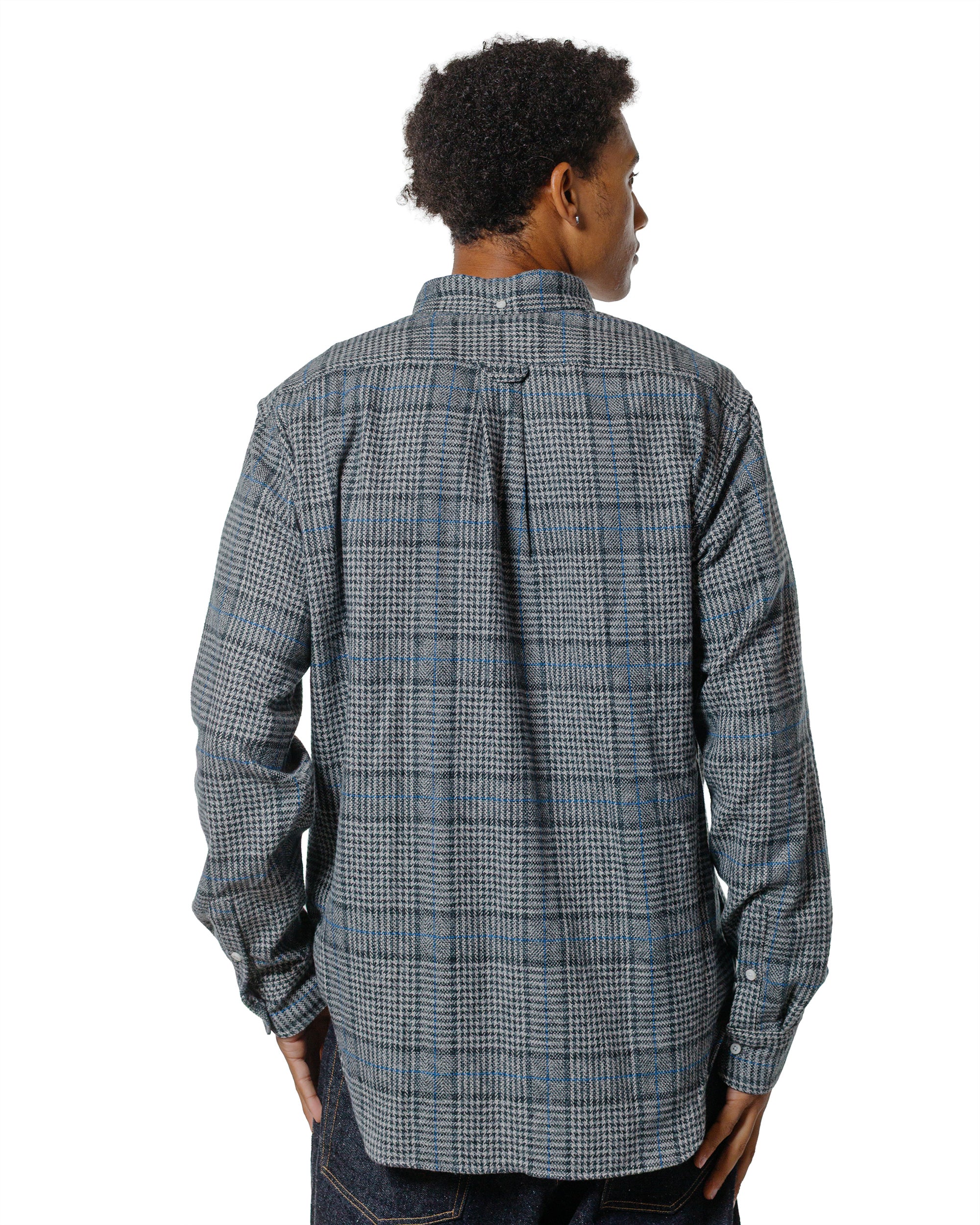 Gitman Vintage Bros. Grey Cotton Tweed Check Shirt - Image 3