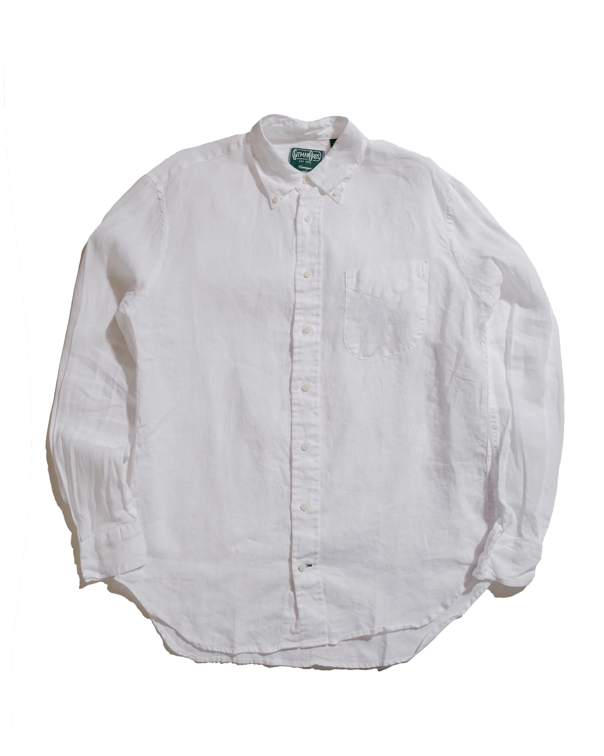 Gitman Vintage Bros. White Linen Long Sleeve Shirt