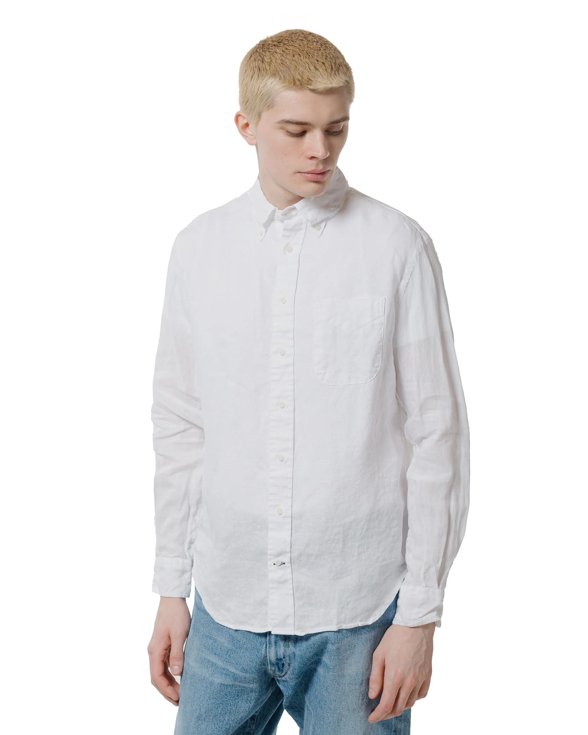 Gitman Vintage Bros. White Linen Long Sleeve Shirt - Image 2
