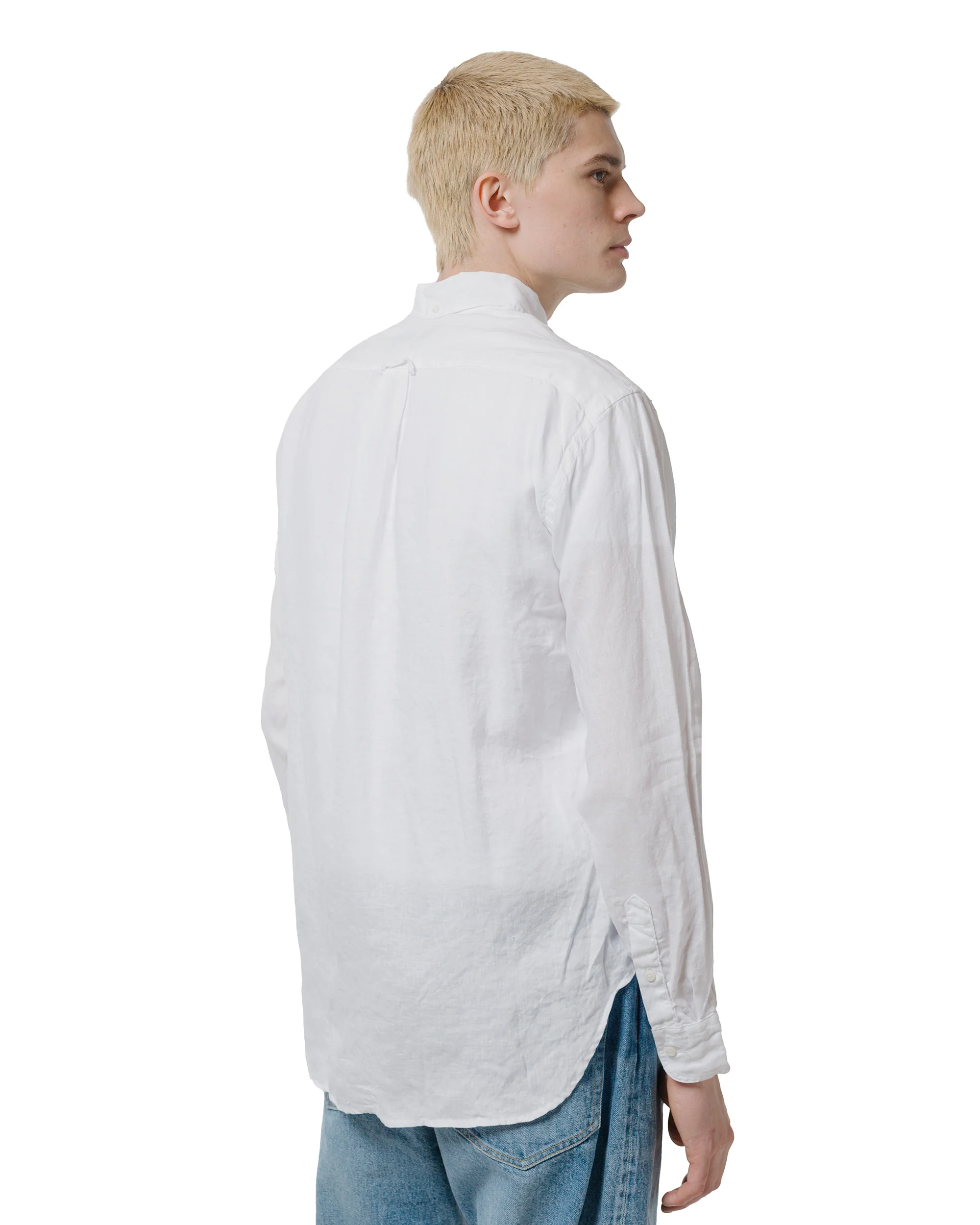 Gitman Vintage Bros. White Linen Long Sleeve Shirt - Image 3