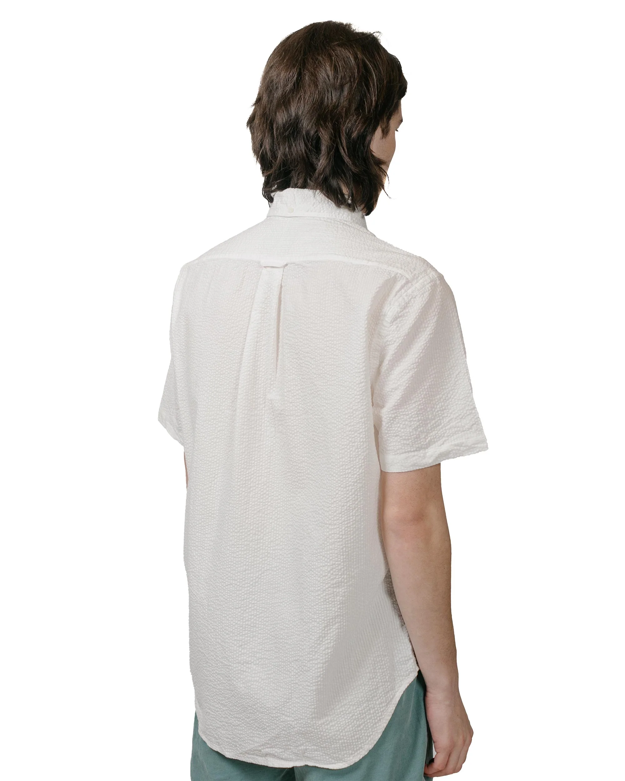 Gitman Vintage Bros. White Seersucker Short Sleeve Shirt - Image 3