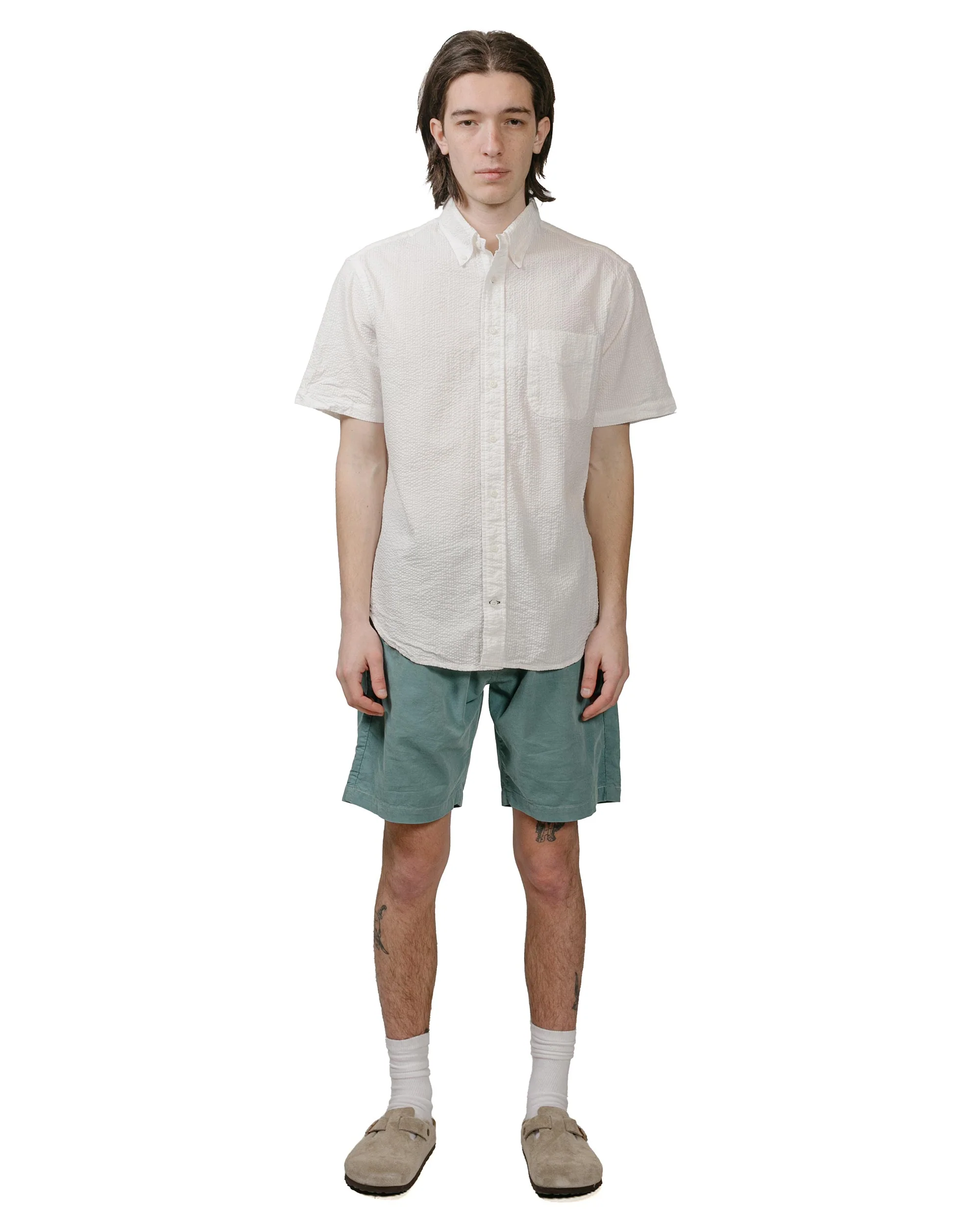 Gitman Vintage Bros. White Seersucker Short Sleeve Shirt - Image 4