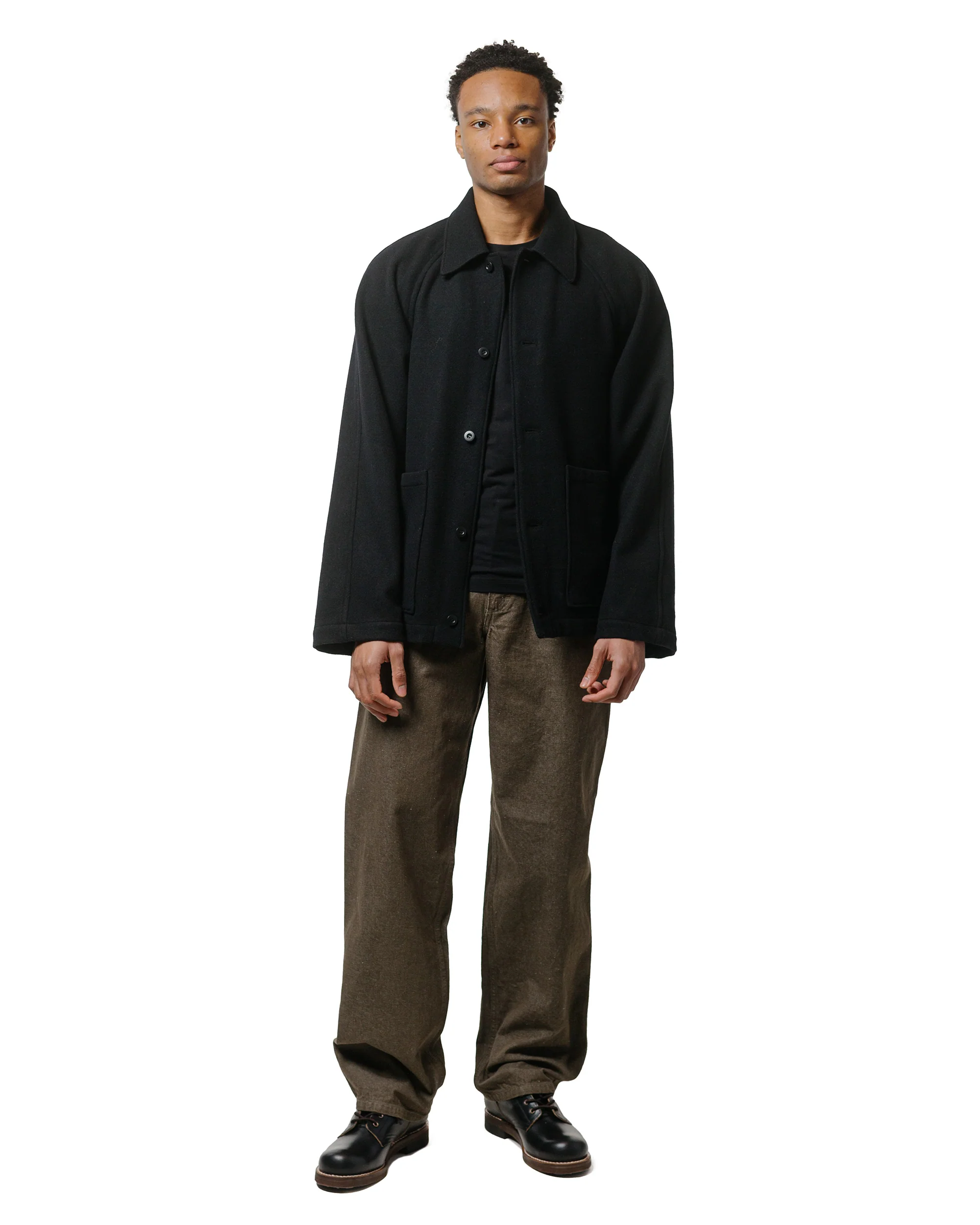 James Coward Rambler Coat Black Wool Flannel - Image 4
