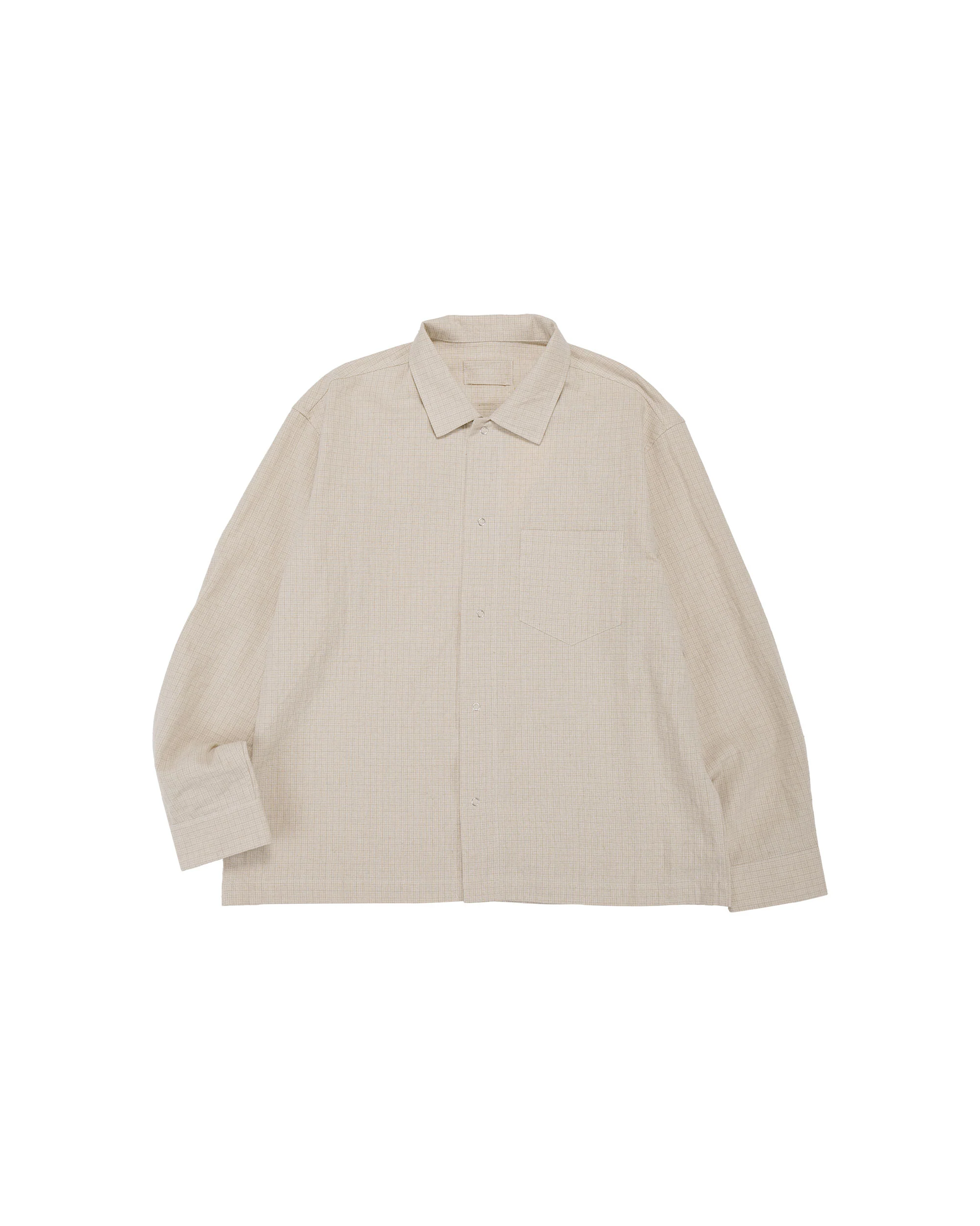 James Coward Workshop Shirt Natural Grid Cotton Linen Gingham