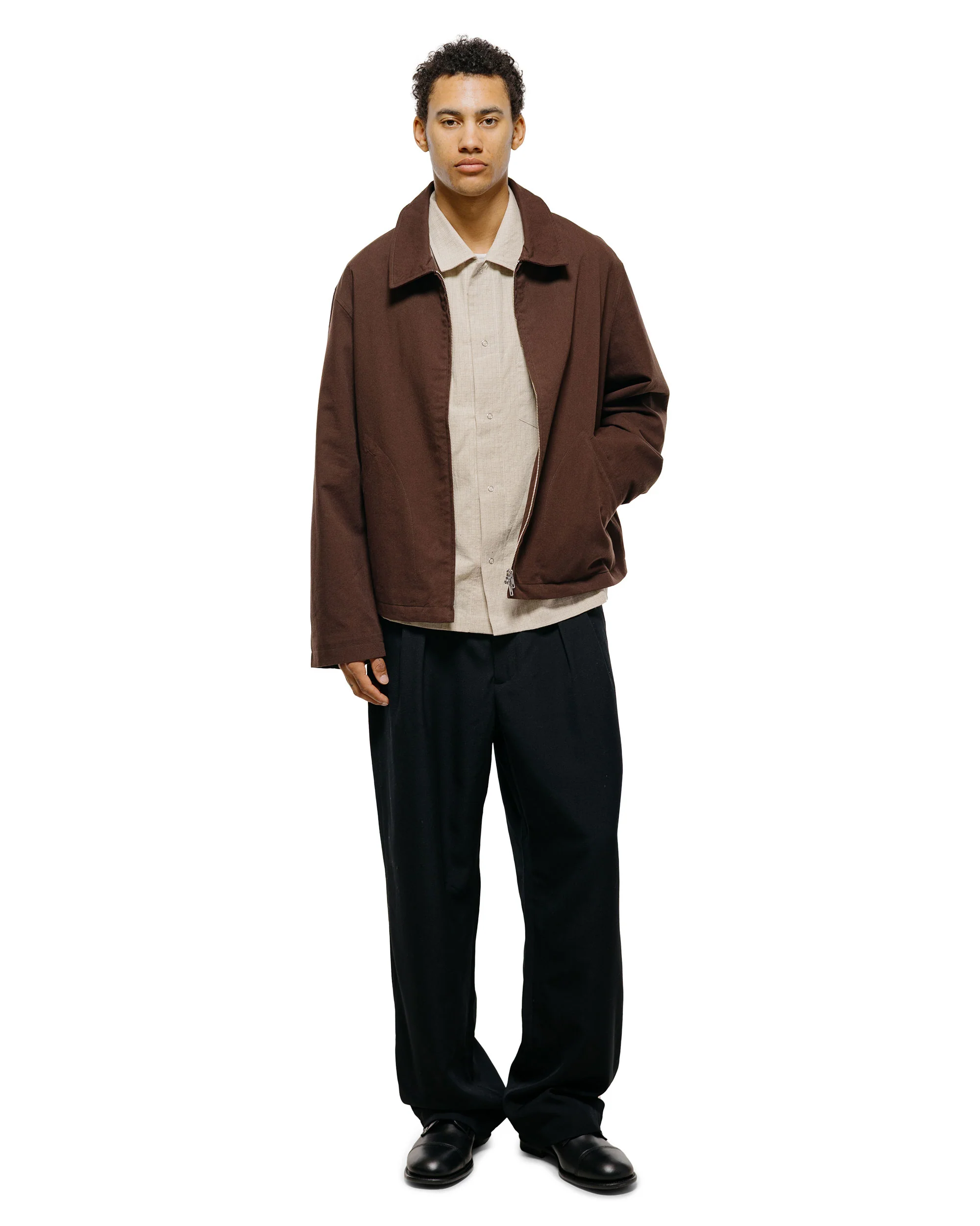 James Coward Workshop Shirt Natural Grid Cotton Linen Gingham - Image 5