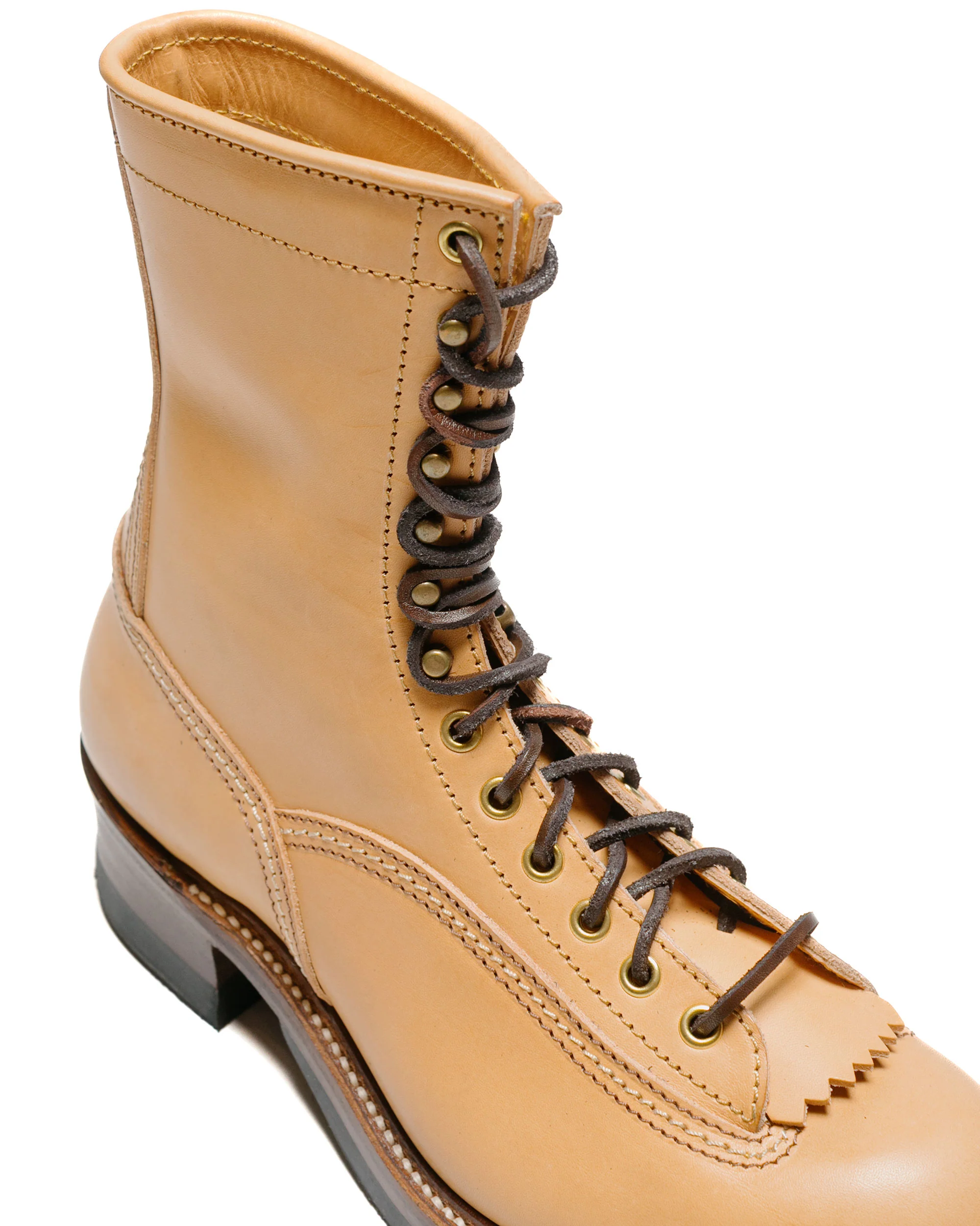 John Lofgren Bootmaker Donkey Puncher Boots 8" Badalassi Carlo Vegetable Tanned Leather Bone - Image 3
