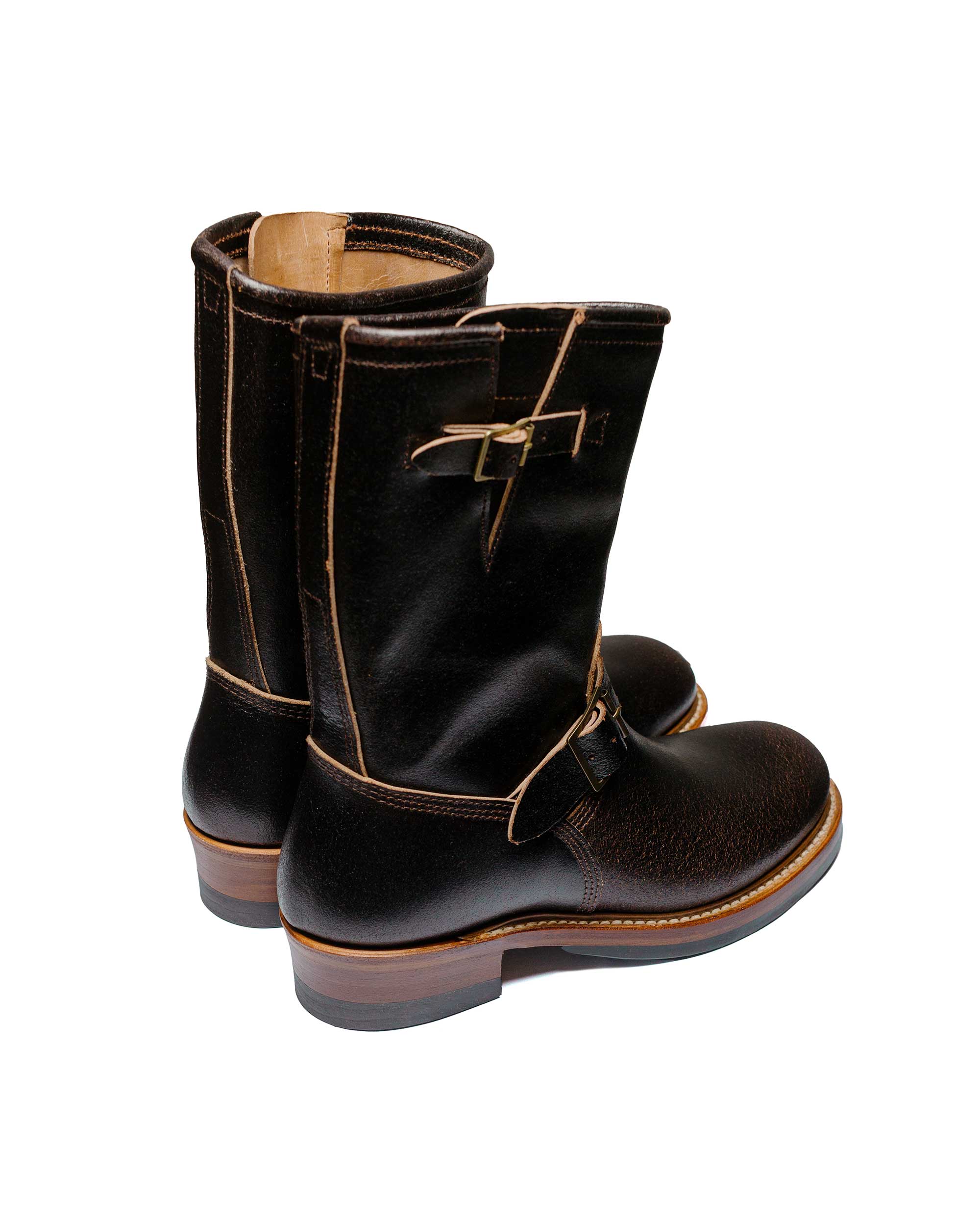 John Lofgren Bootmaker Wabash Engineer Boots Horween Waxed Flesh Dark Brown - Image 3