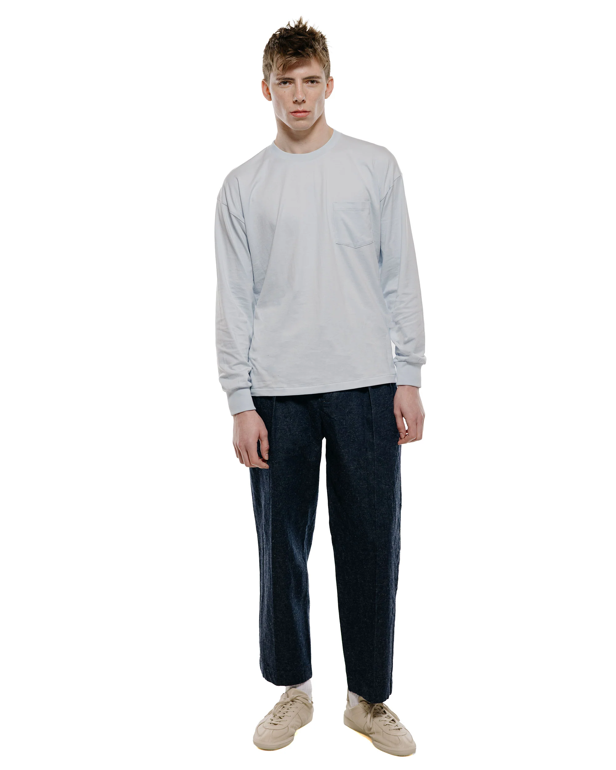 KAPTAIN SUNSHINE Cotton Linen Denim Riviera Trousers Indigo - Image 4