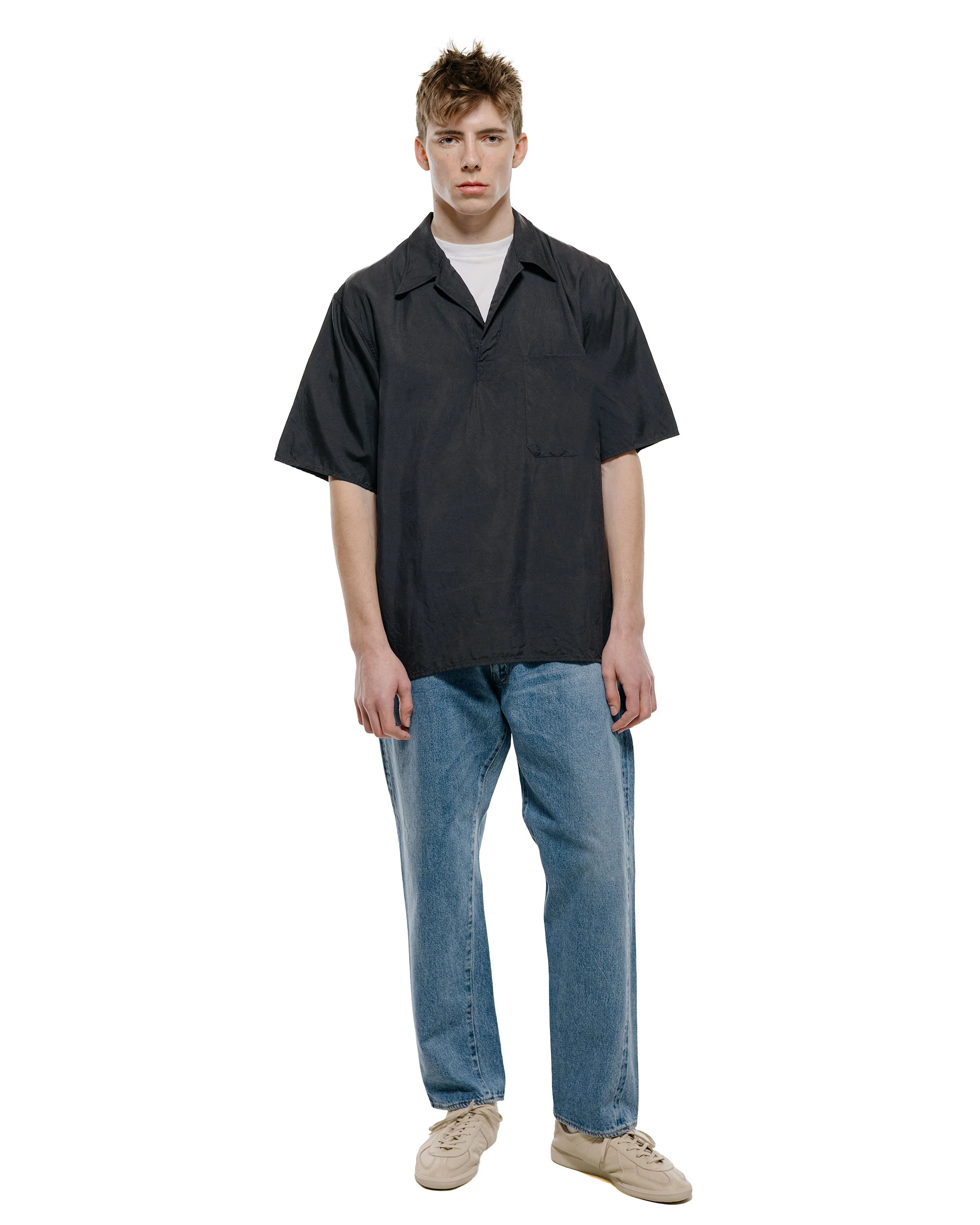 KAPTAIN SUNSHINE Silk Pullover SS Shirt Ink Black - Image 4