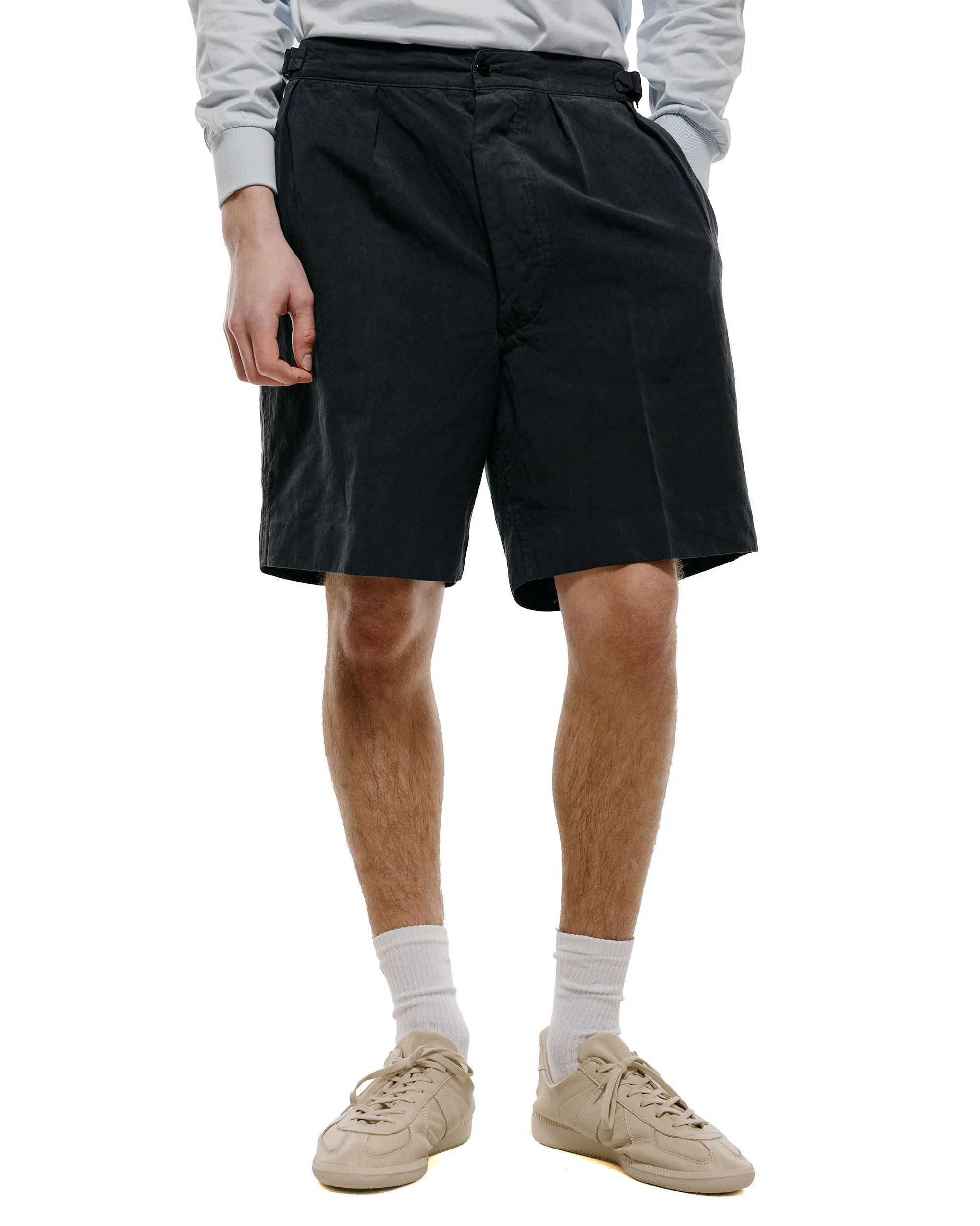 Lady White Co. KAPTAIN SUNSHINE Cotton Linen Shorts Charcoal - Image 2