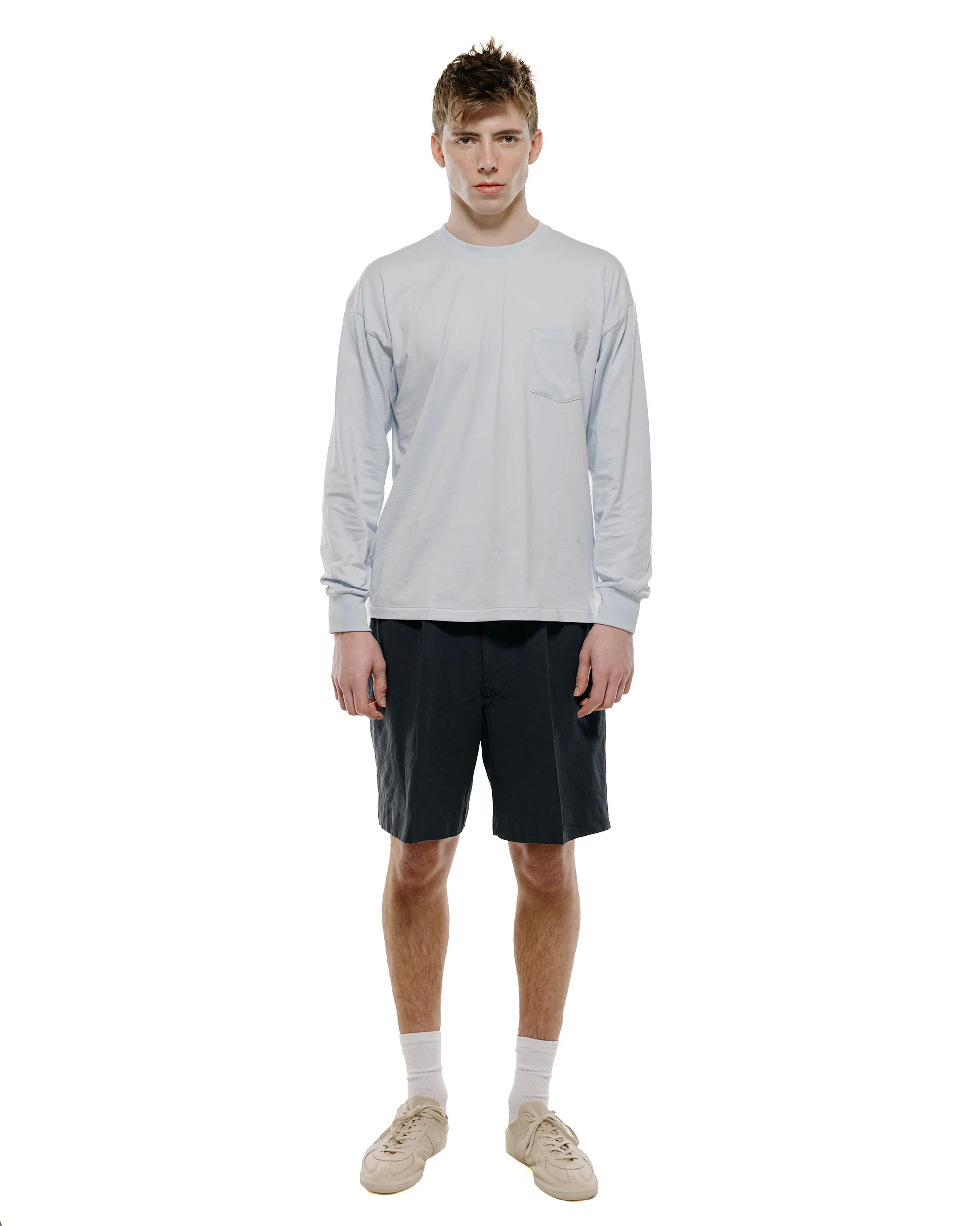 Lady White Co. KAPTAIN SUNSHINE Cotton Linen Shorts Charcoal - Image 4