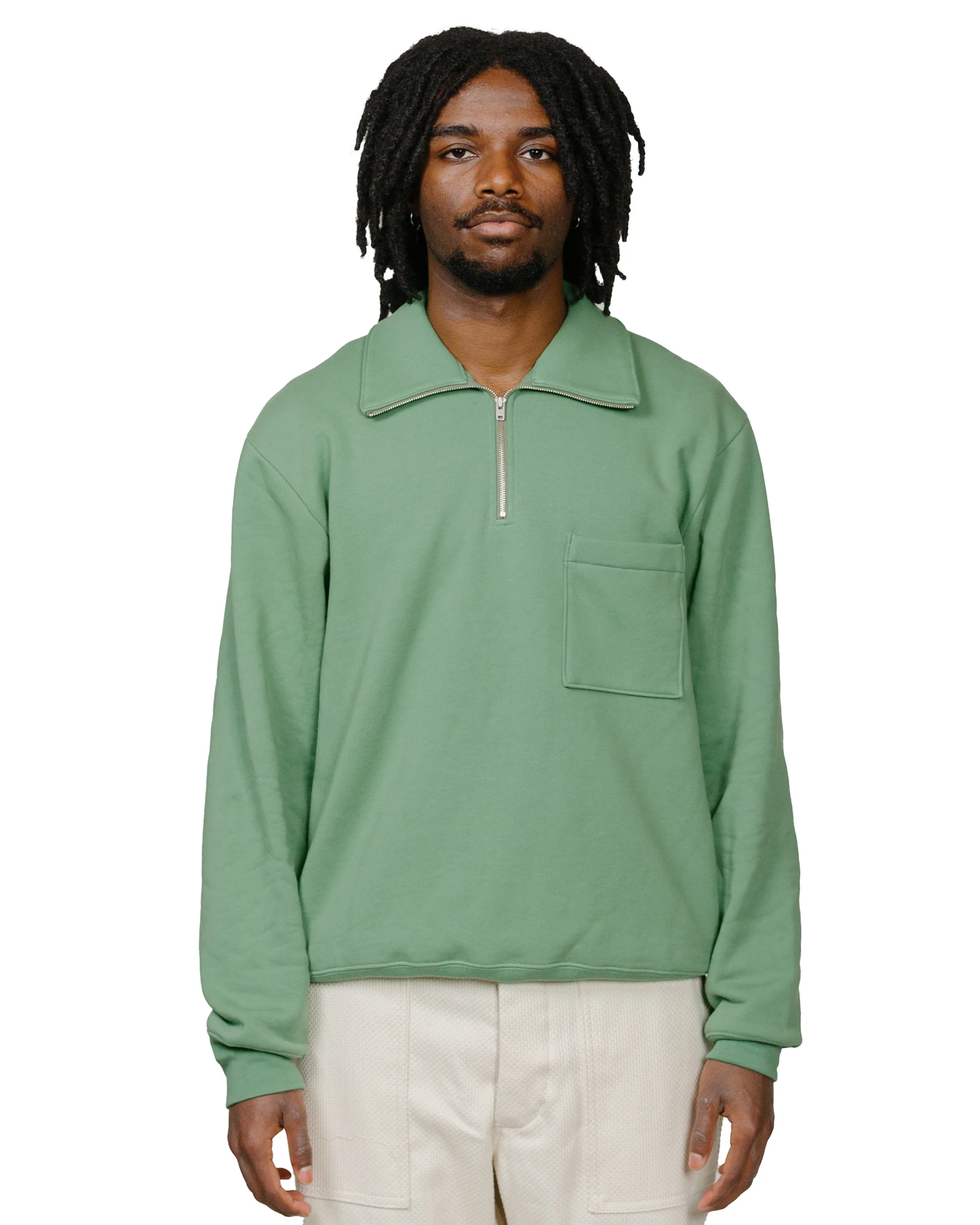 Lady White Co. Lost & Found Quarter Zip Sweatshirt Faded Green - Image 2