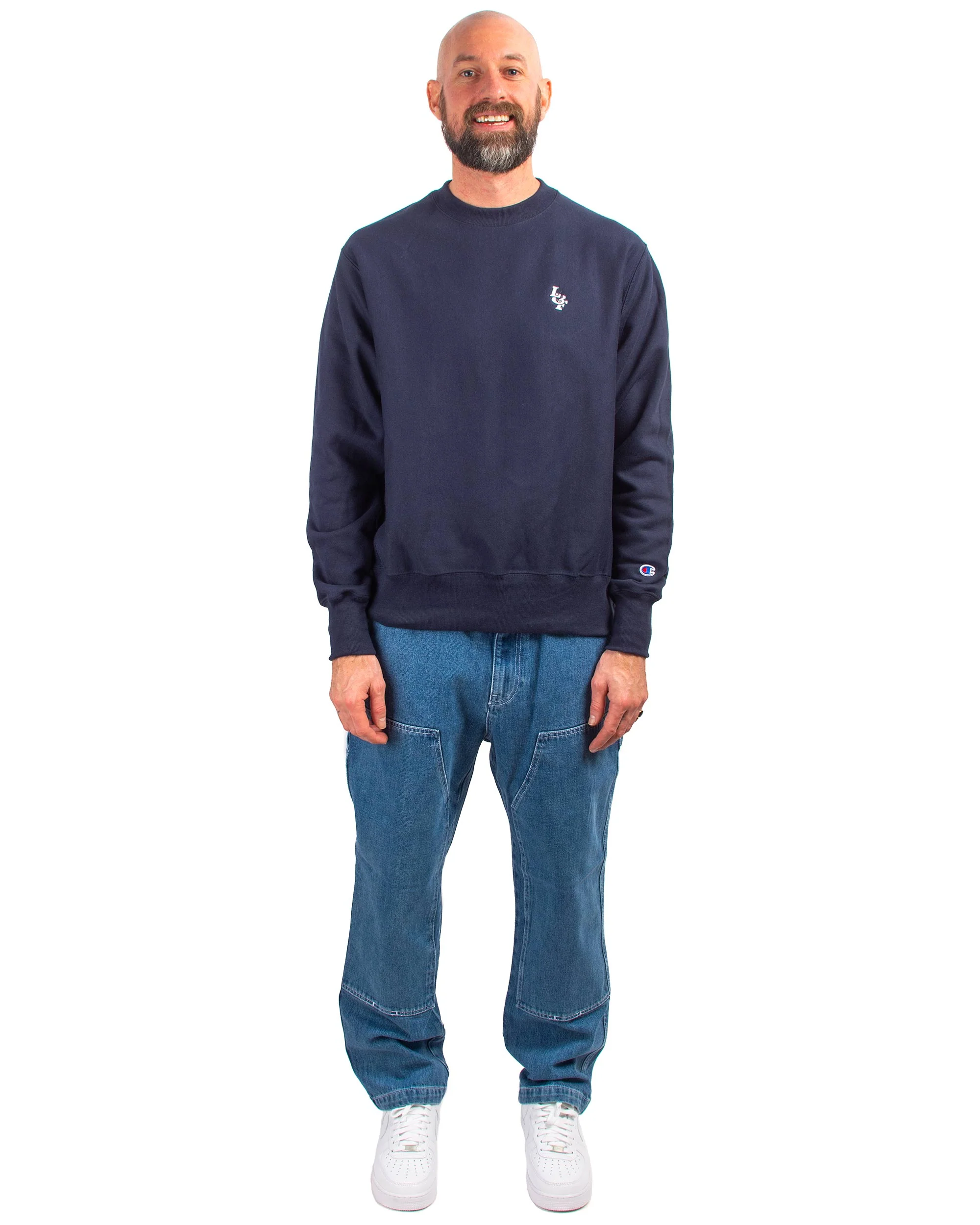 Lost & Found Reverse Weave Crewneck Navy - Image 2