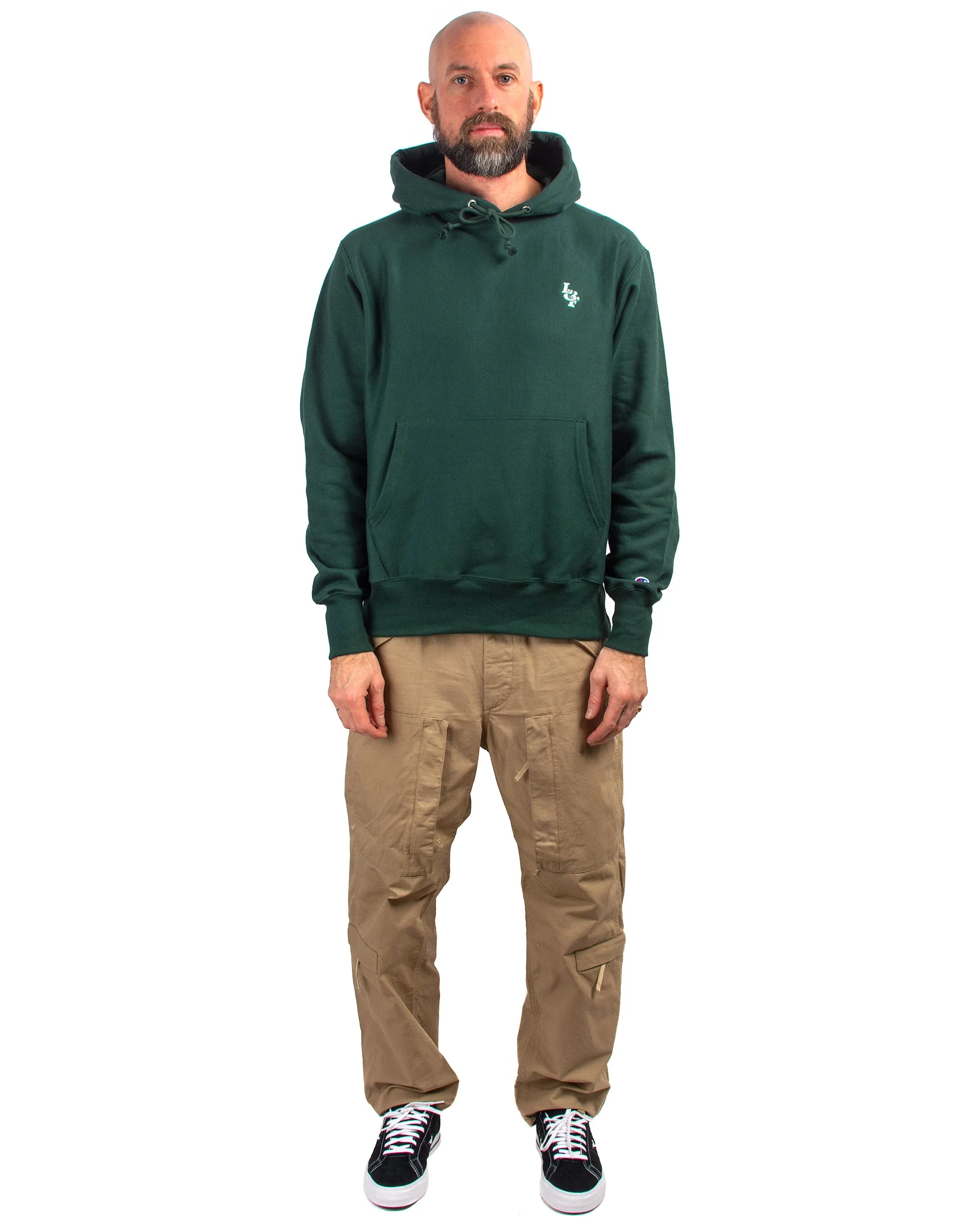 Lost & Found Reverse Weave Hoodie Dark Green - Image 2
