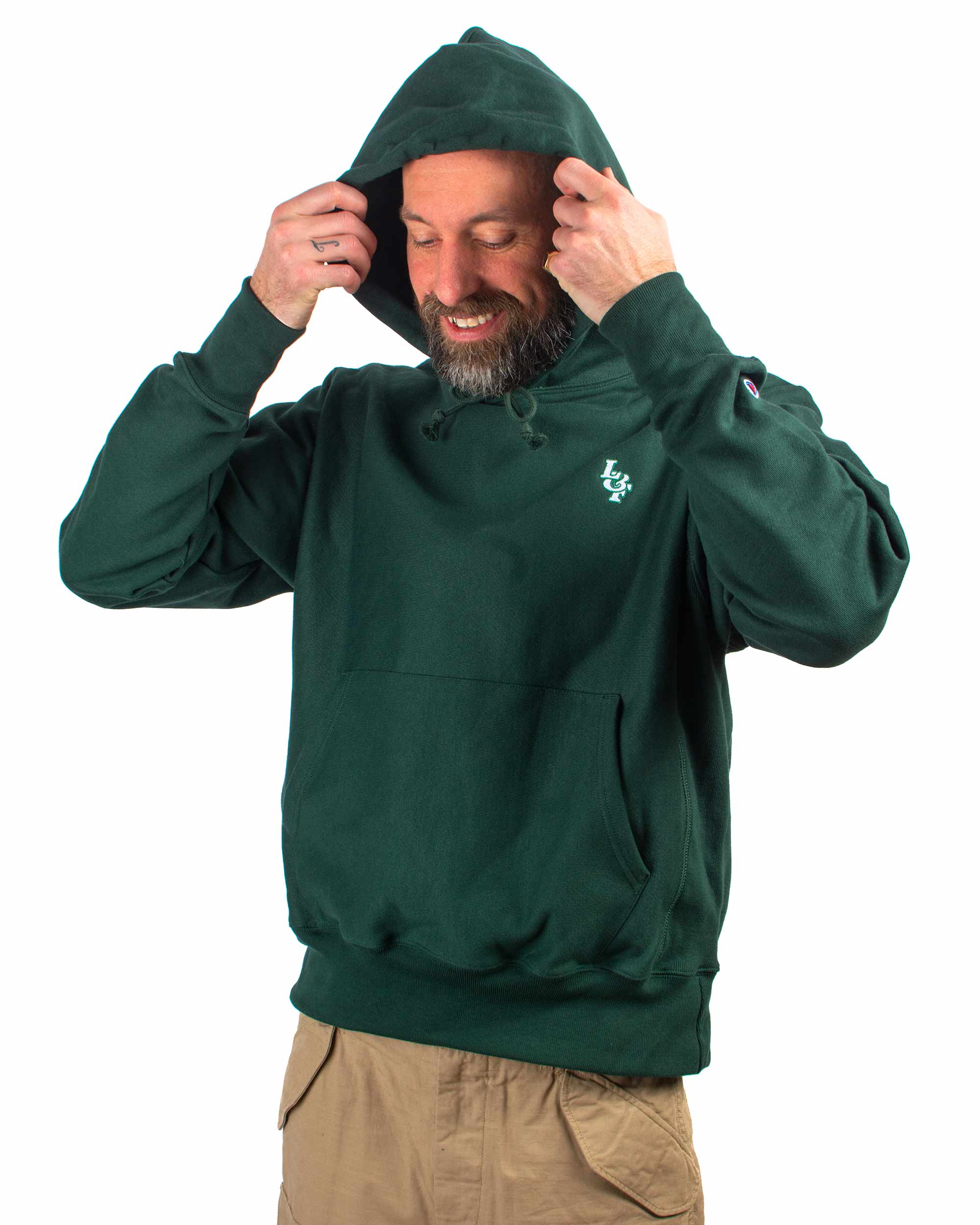 Lost & Found Reverse Weave Hoodie Dark Green - Image 4