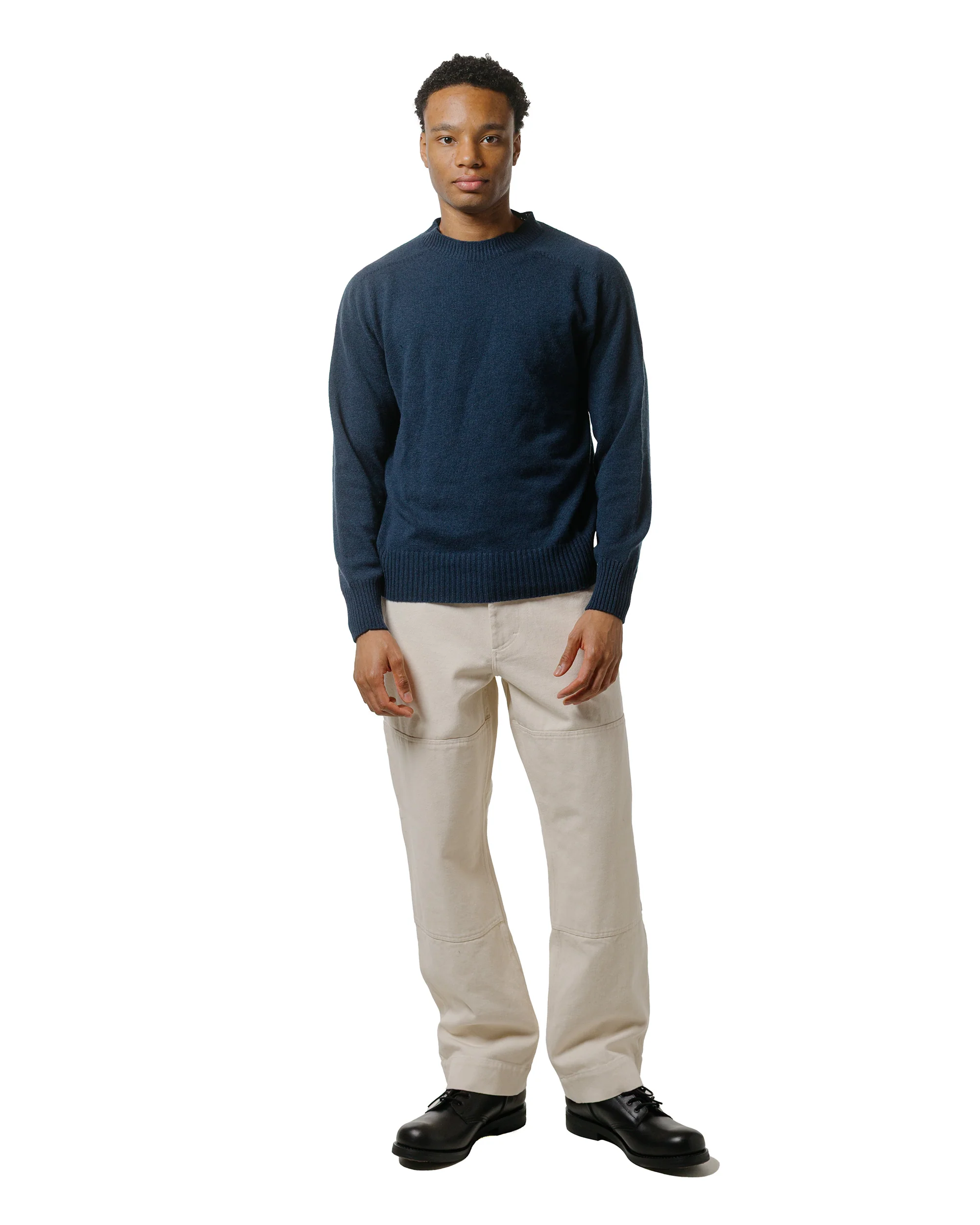 Margaret Howell Seamless Crew Neck Cashmere Cotton Ocean Blue - Image 4