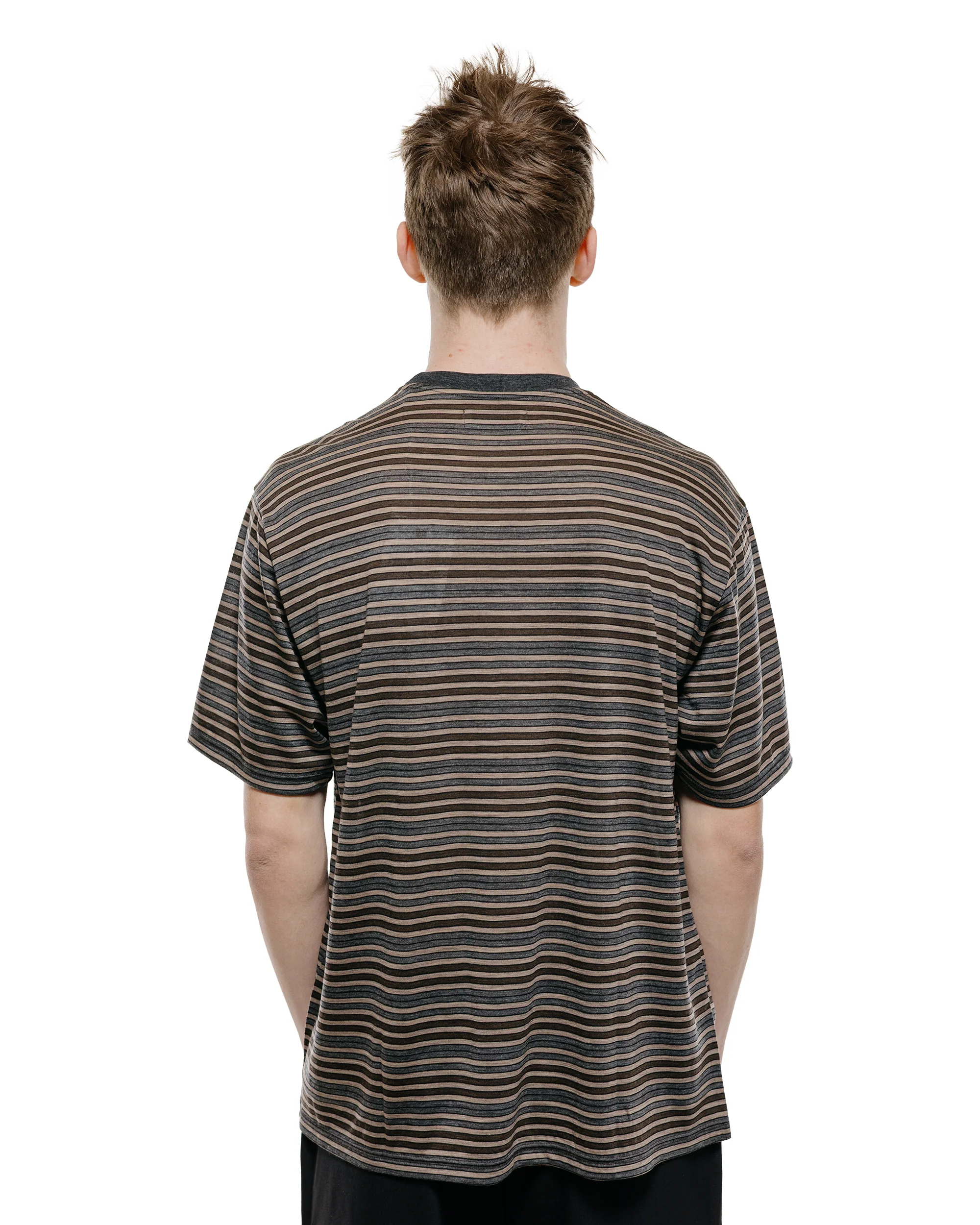 marka Crew Neck Tee Super120s Washable Wool Jersey Beige Border - Image 3