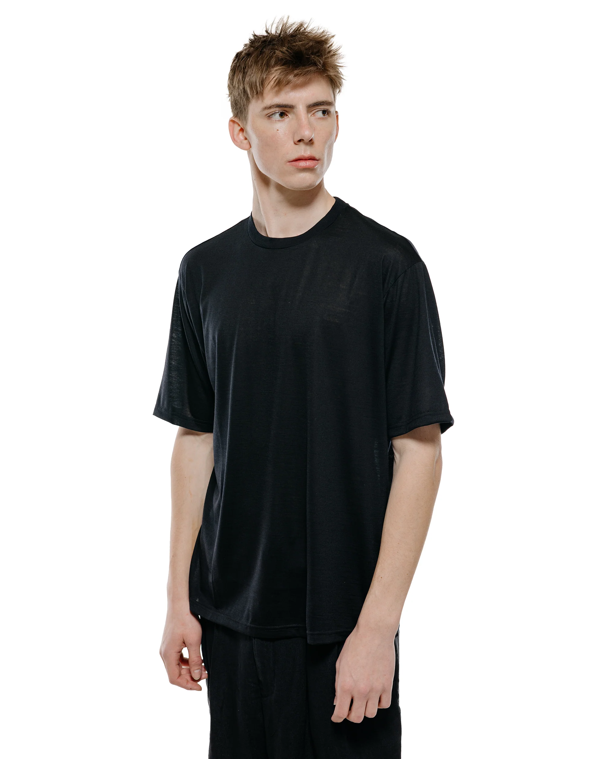 marka Crew Neck Tee Super120s Washable Wool Jersey Black - Image 2