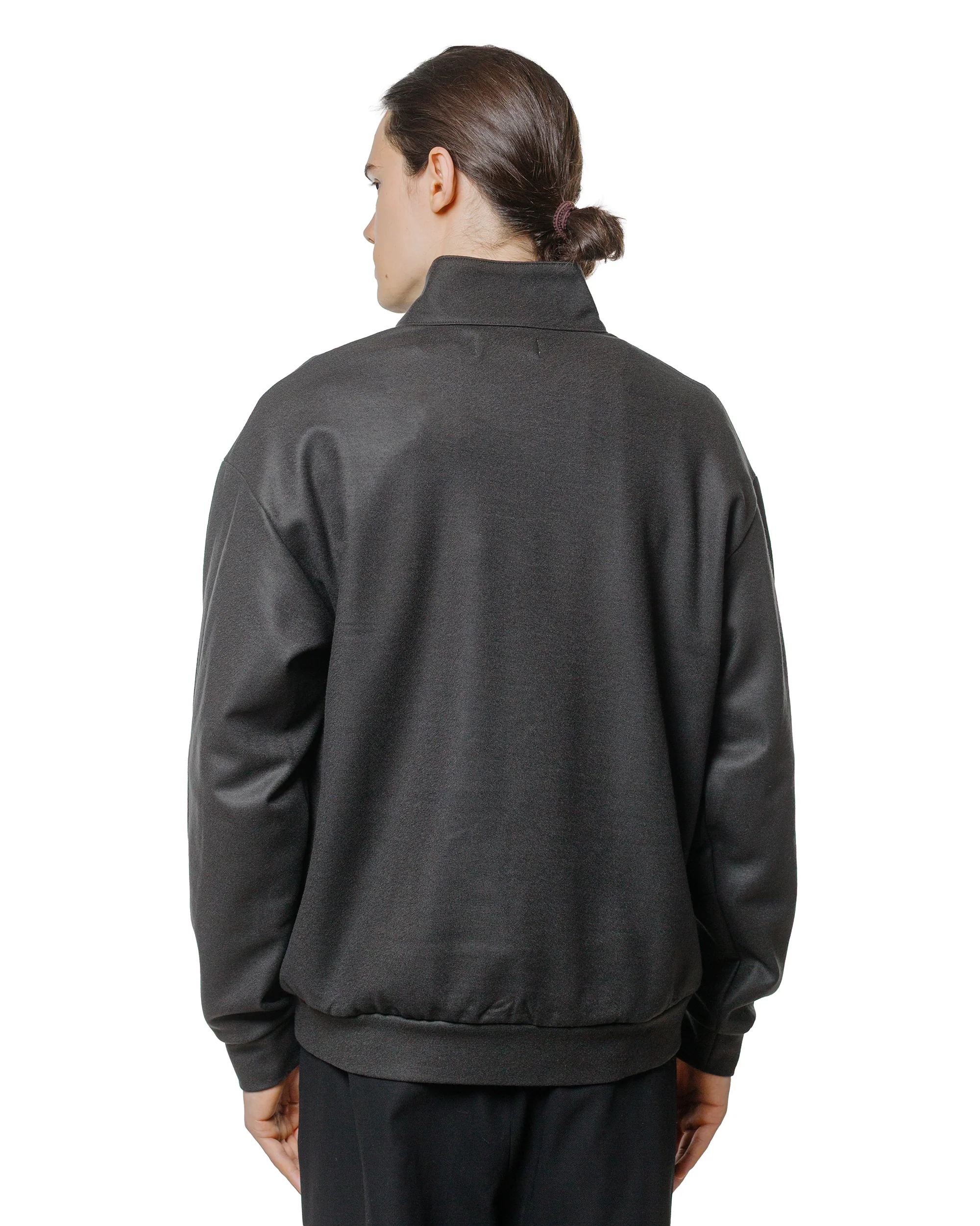 marka Half Zip Stand Collar Super 140s Wool Knit Charcoal - Image 3