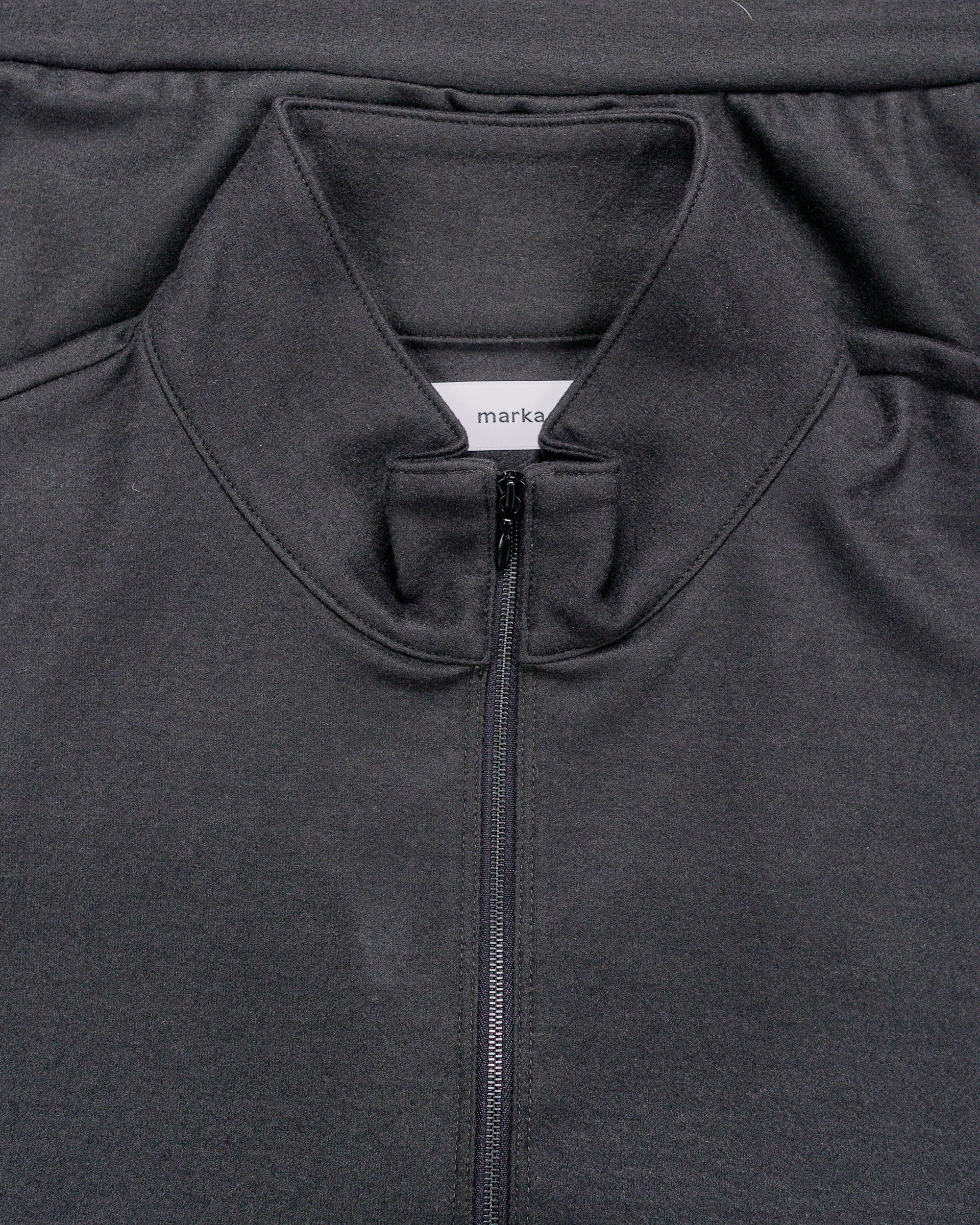 marka Half Zip Stand Collar Super 140s Wool Knit Charcoal - Image 5