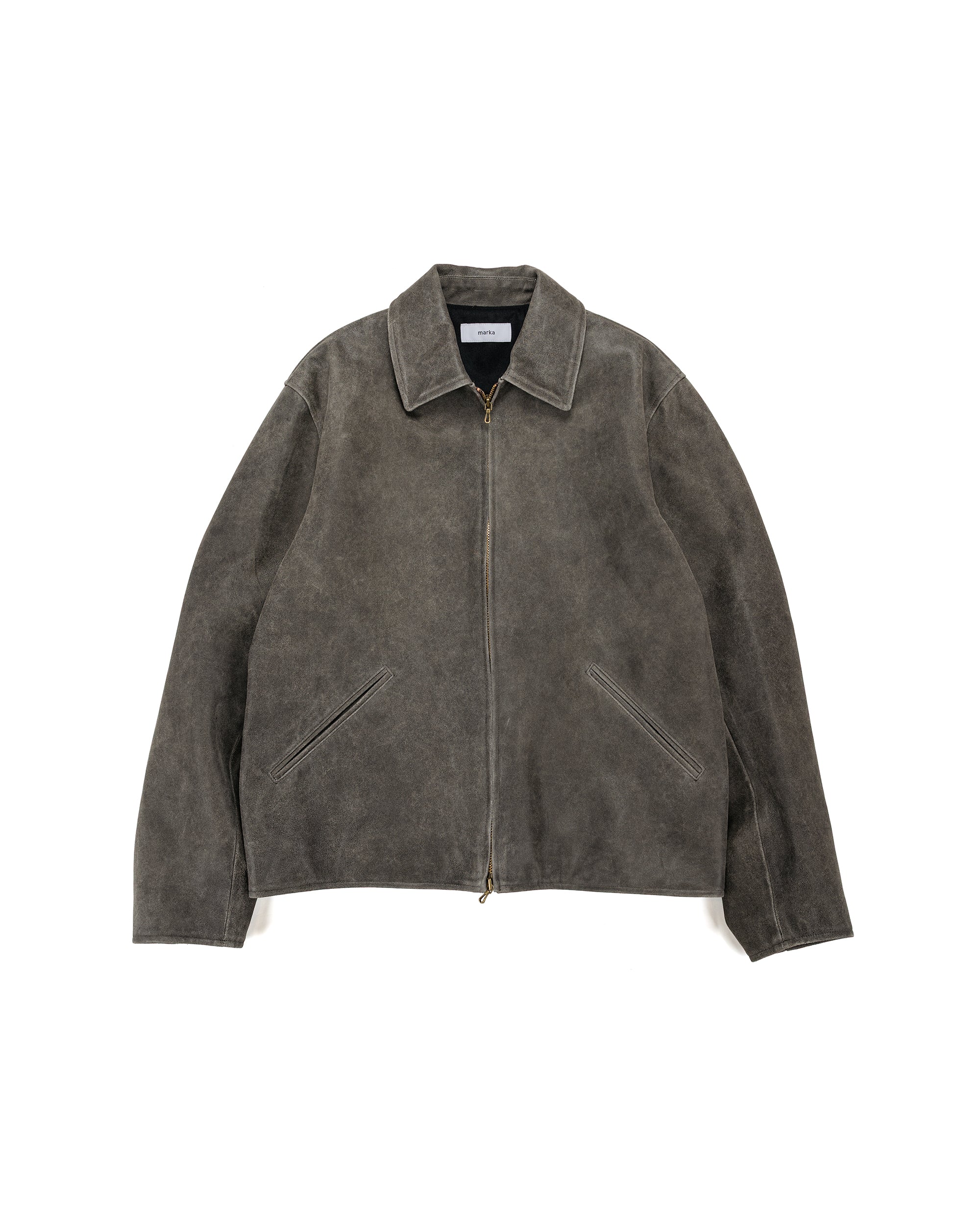 marka Leather Sports Jacket Cracked Goat Leather Dark Brown