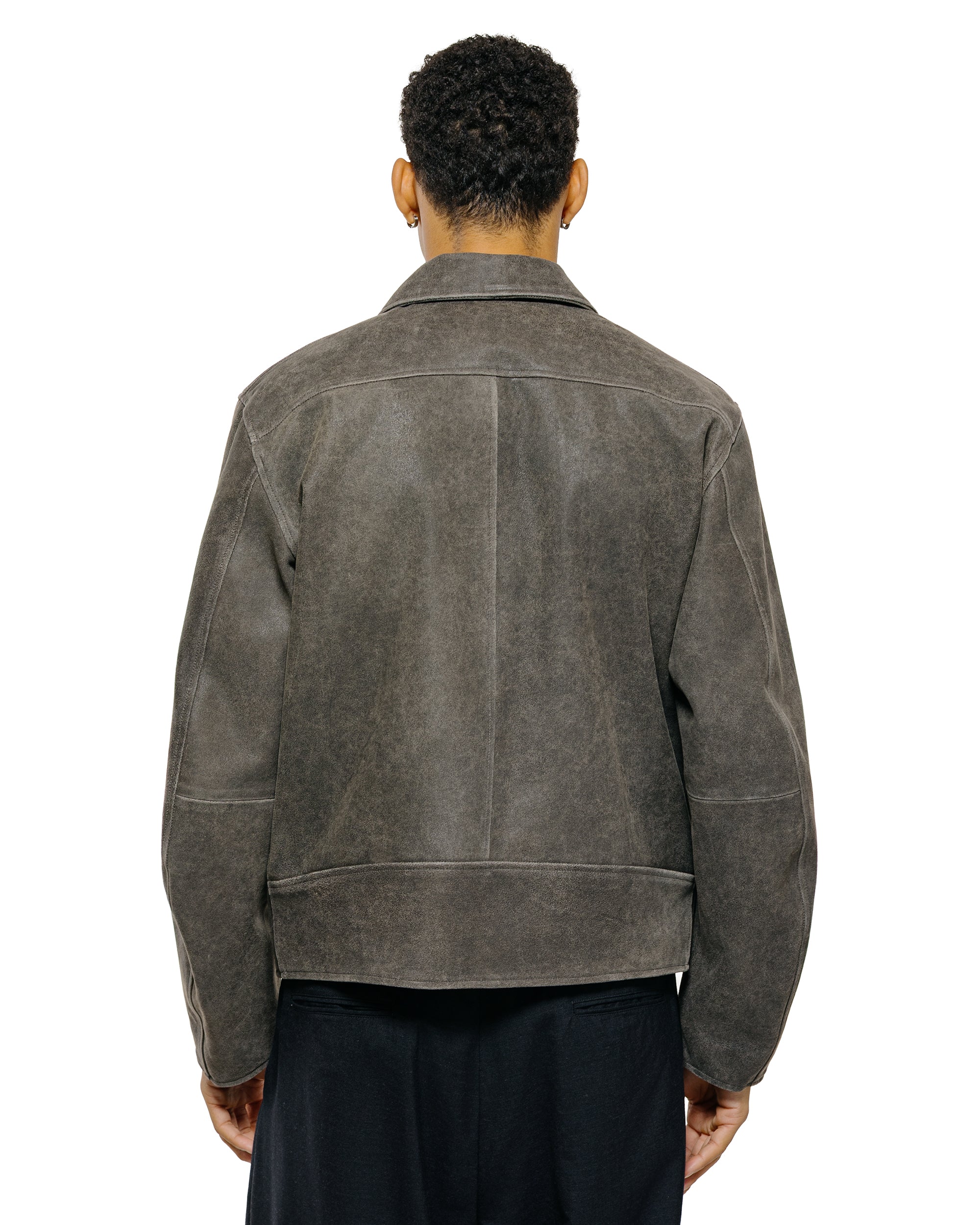 marka Leather Sports Jacket Cracked Goat Leather Dark Brown - Image 3