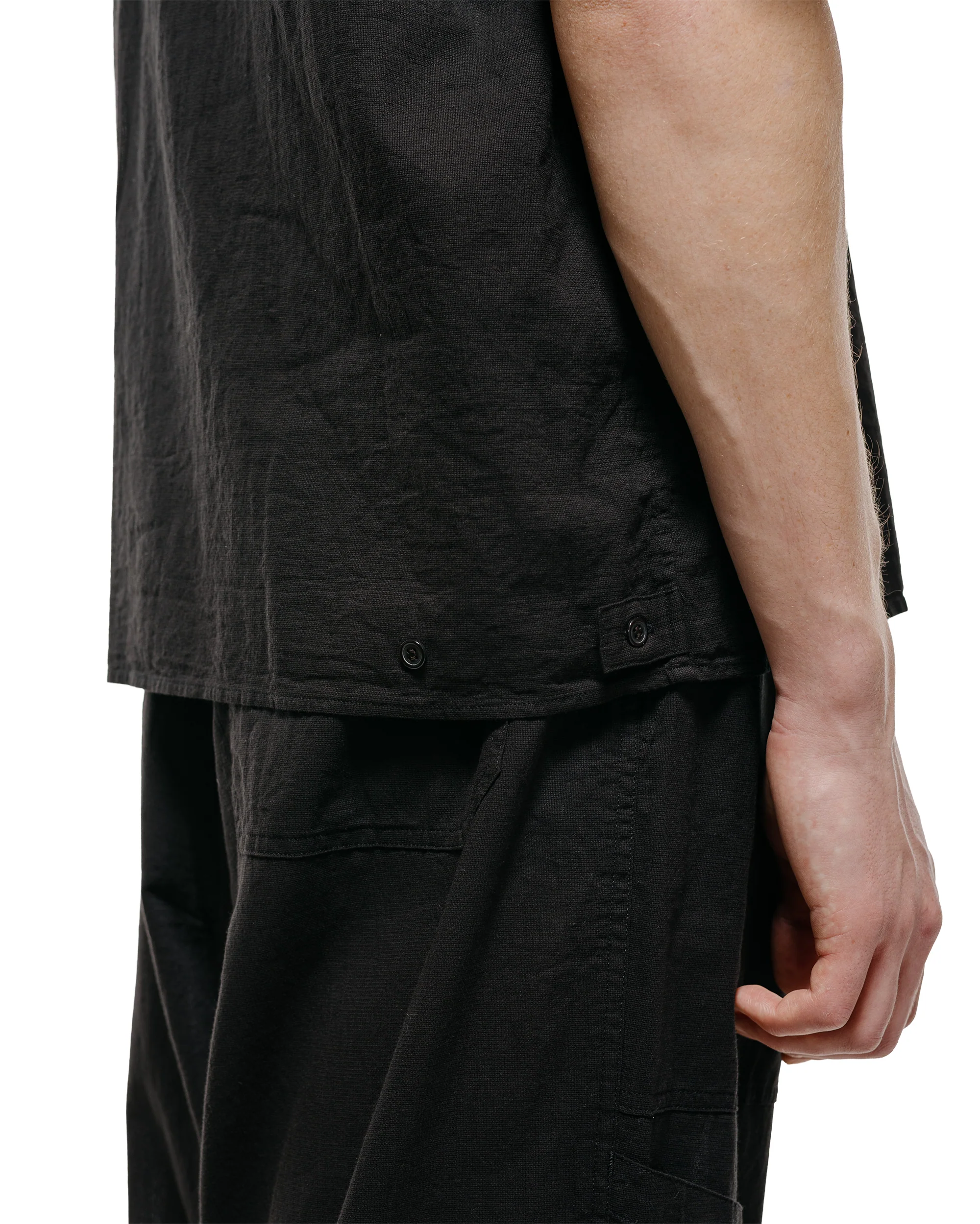 marka Open Collar S/S Shirt High Twisted Dobby Cloth Black - Image 3