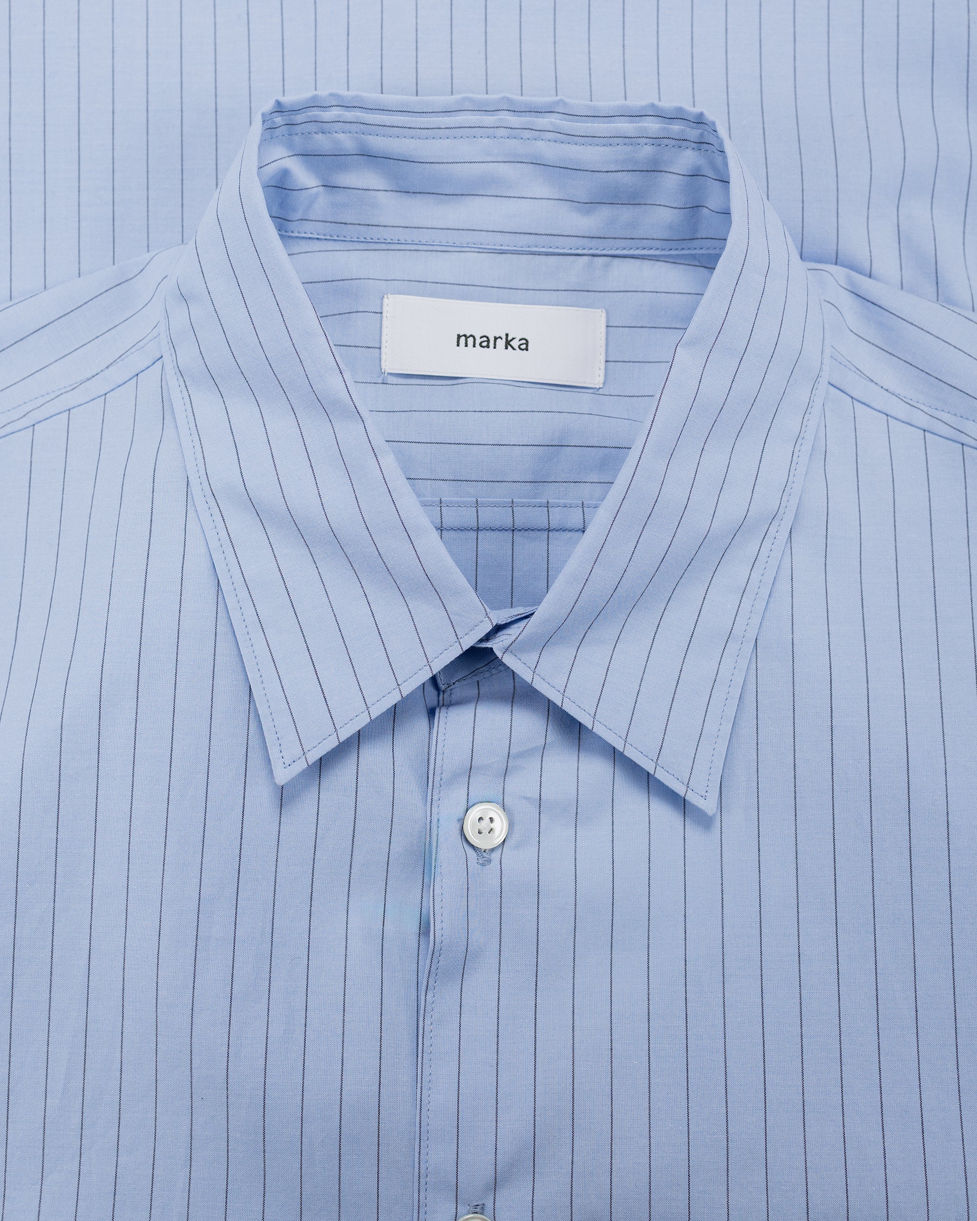 marka Regular Collar Shirt Organic Cotton Stripe Blue Stripe - Image 5