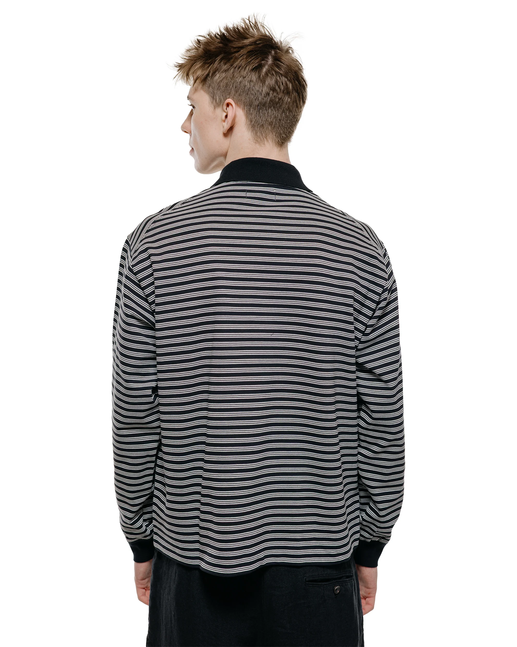 marka Shirt Cardigan Cotton High Twisted Pique Black Border - Image 3