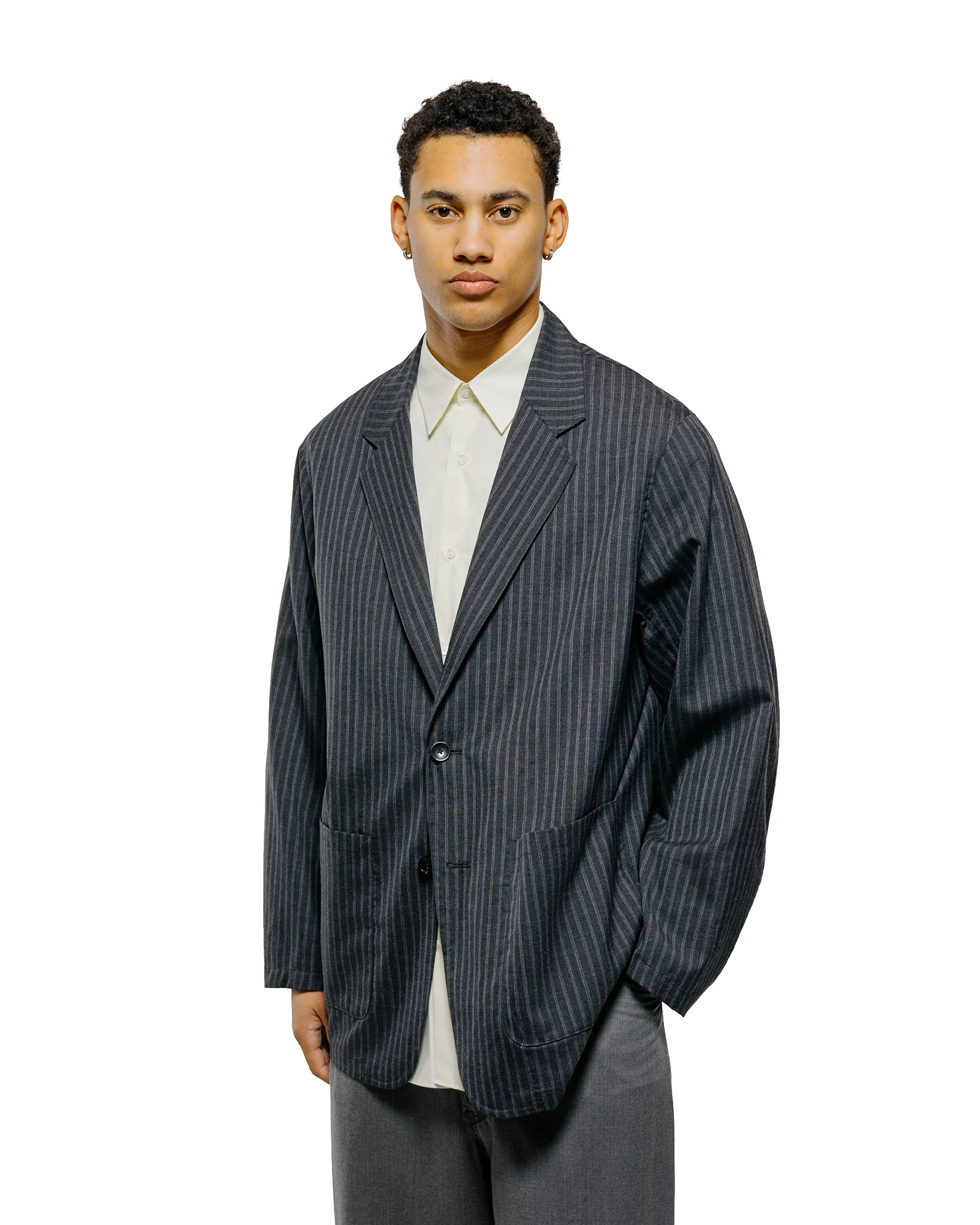 marka Stroll Around Jacket 2/72 Wool Tropical Washer Gray Stripe - Image 2