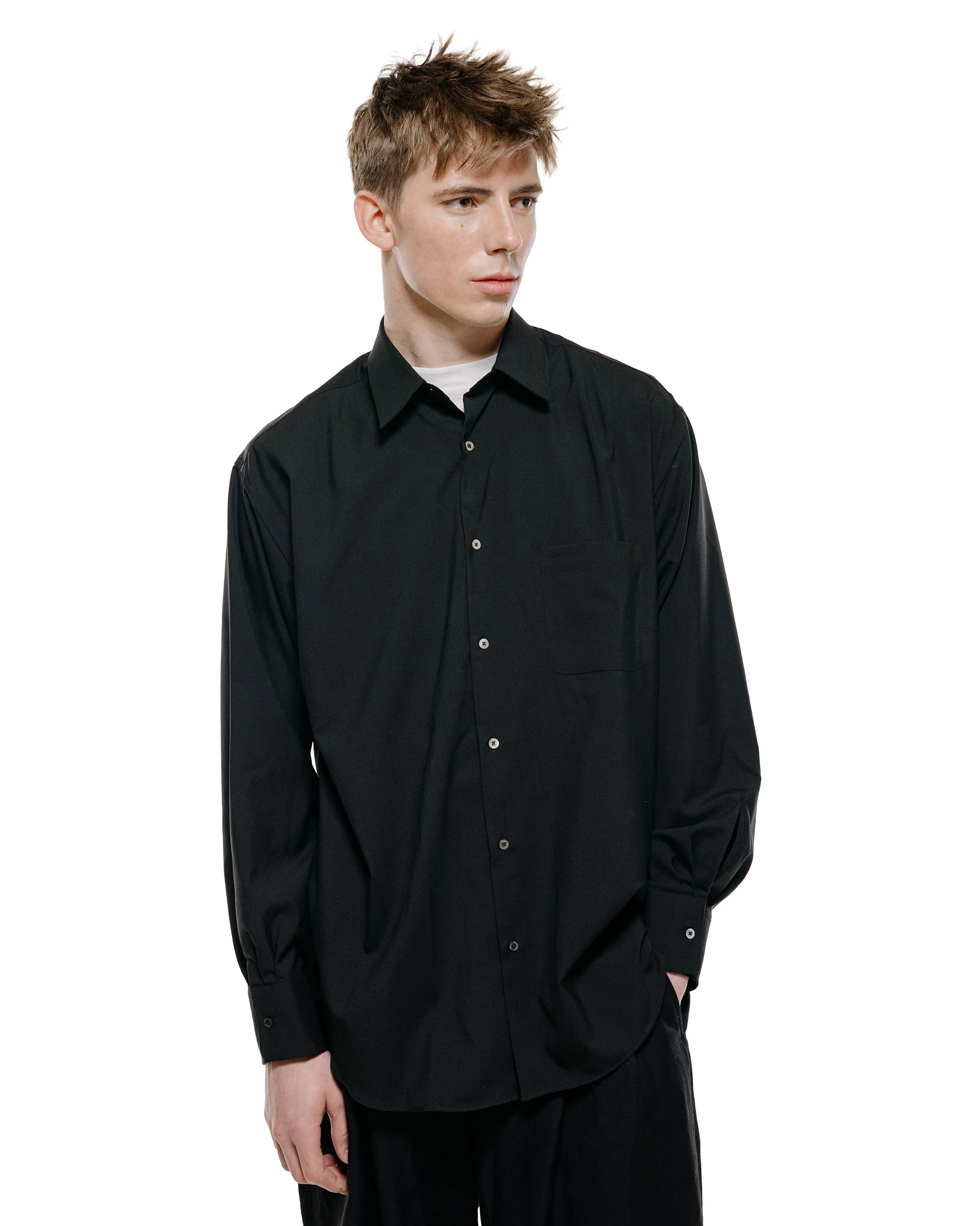 MARKAWARE Comfort Fit Shirt Organic Wool 2/80 Tropical Black - Image 2