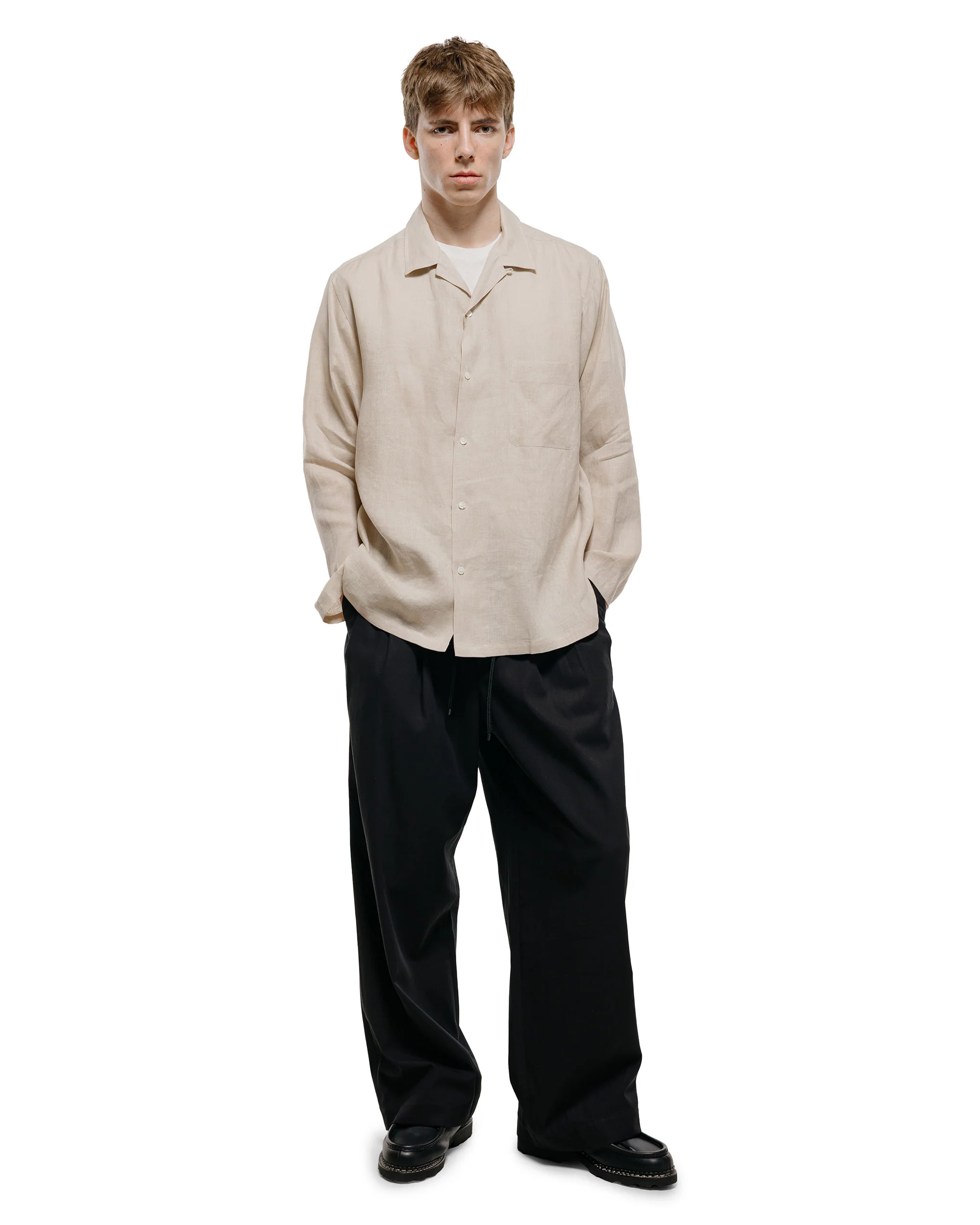 MARKAWARE Triple Pleated Easy Trousers Organic Cotton Voile Yarn Twill Black - Image 5