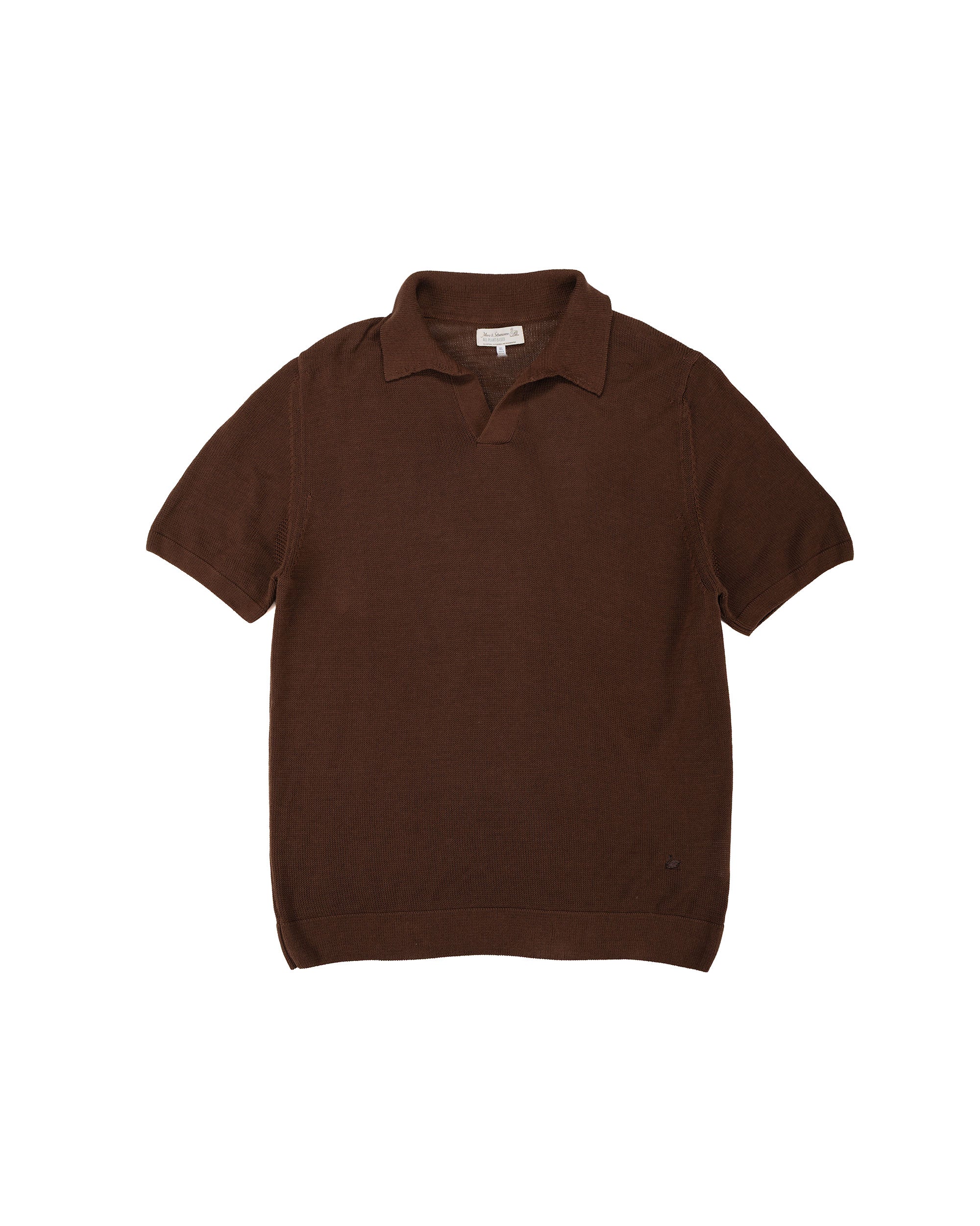 Merz B. Schwanen KNITPOLO02 Cotton Short Sleeve Polo Shirt Chocolate
