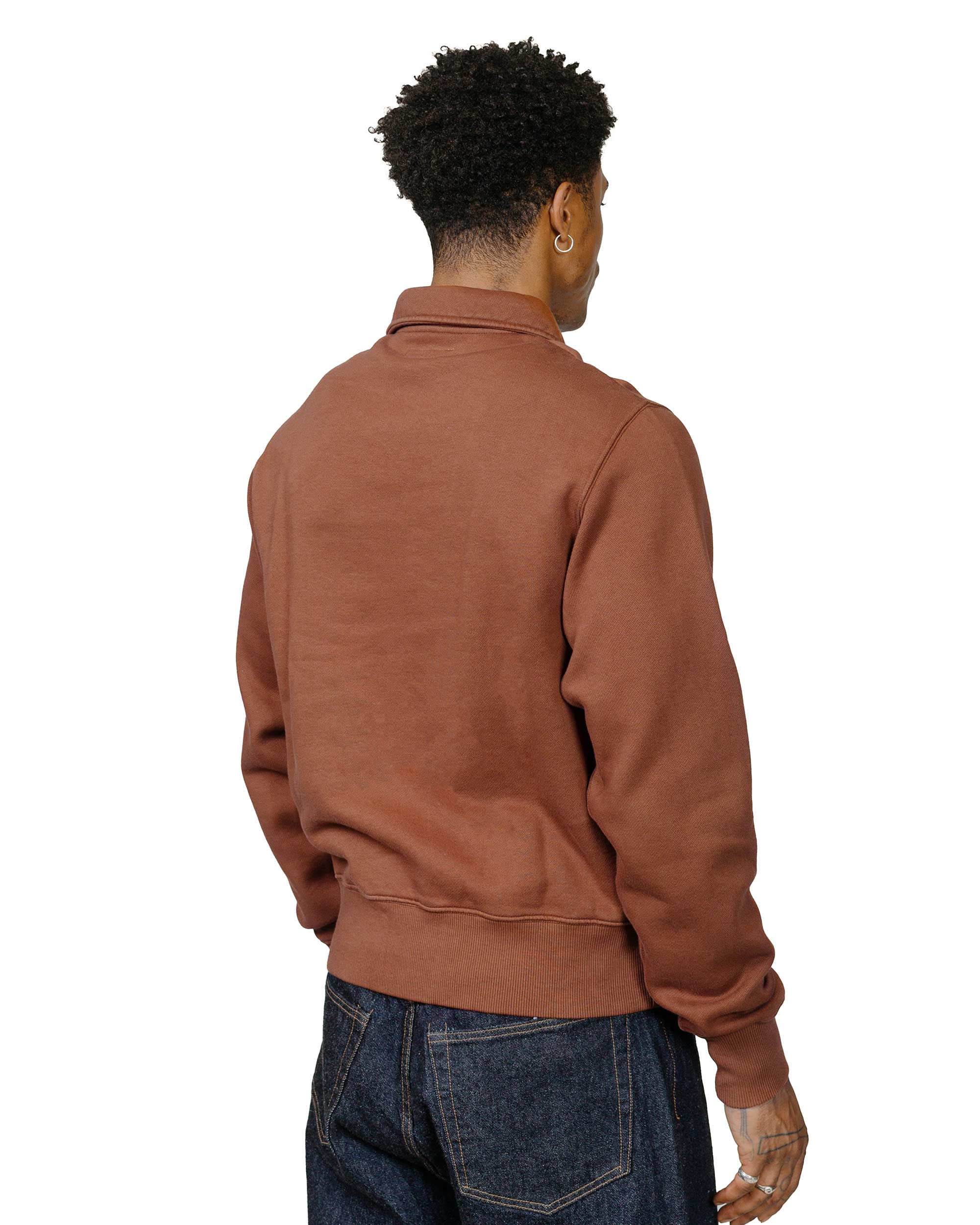 Merz B. Schwanen ZIPC01 Zip Collar Sweatshirt Chestnut - Image 3